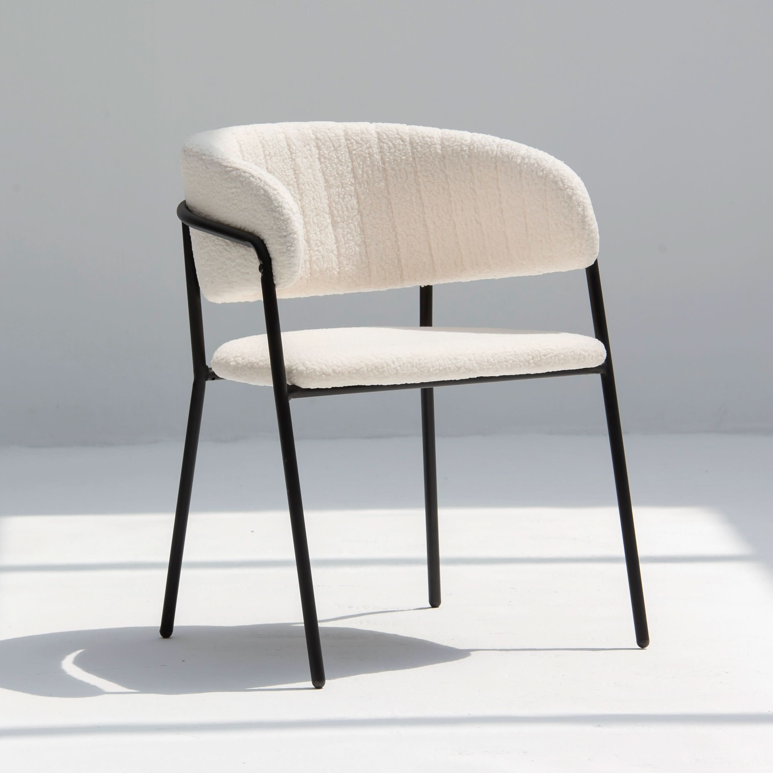 ARC HALF ROUND WHITE FABRIC DINING CHAIR - Art and craft furniture