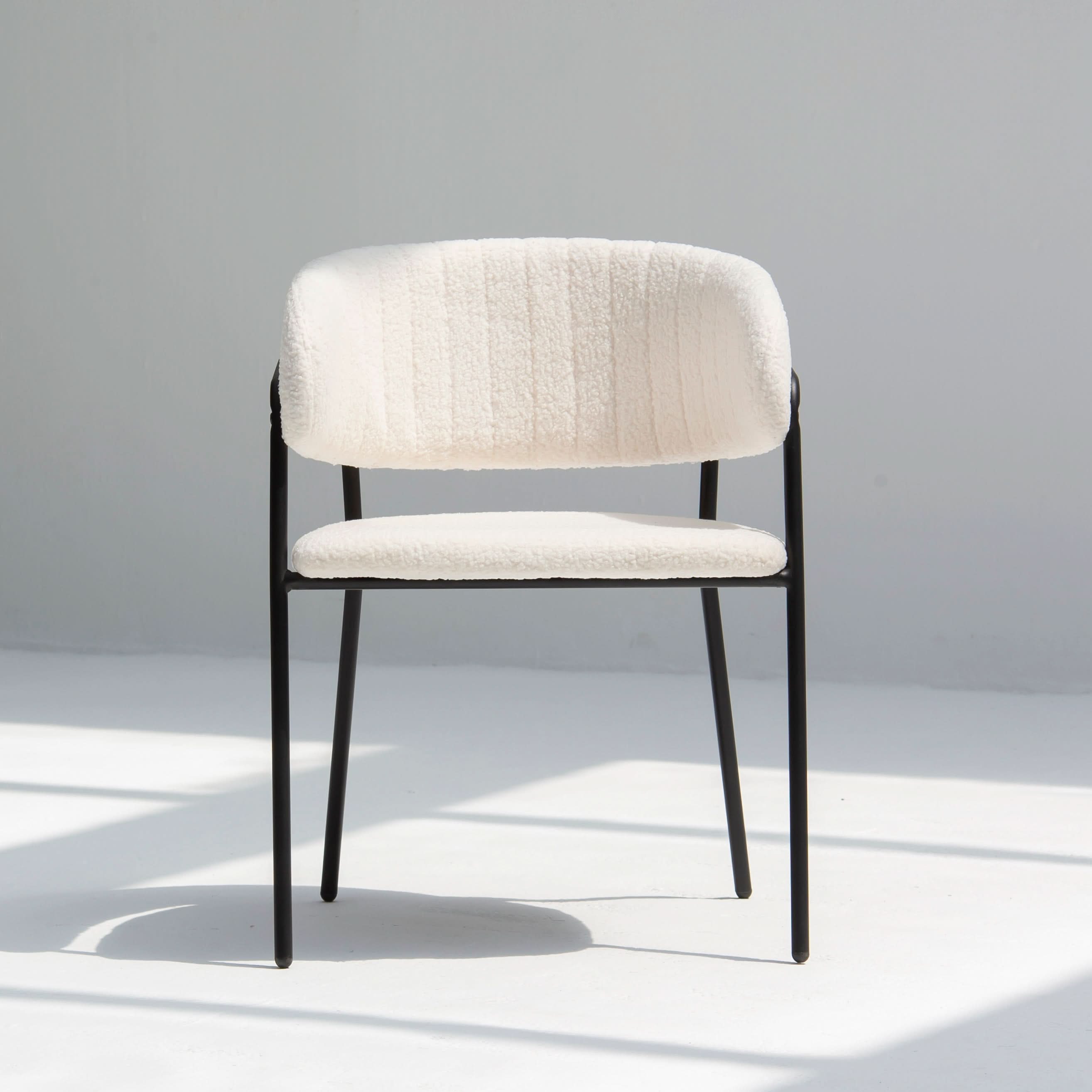 ARC HALF ROUND WHITE FABRIC DINING CHAIR - Art and craft furniture