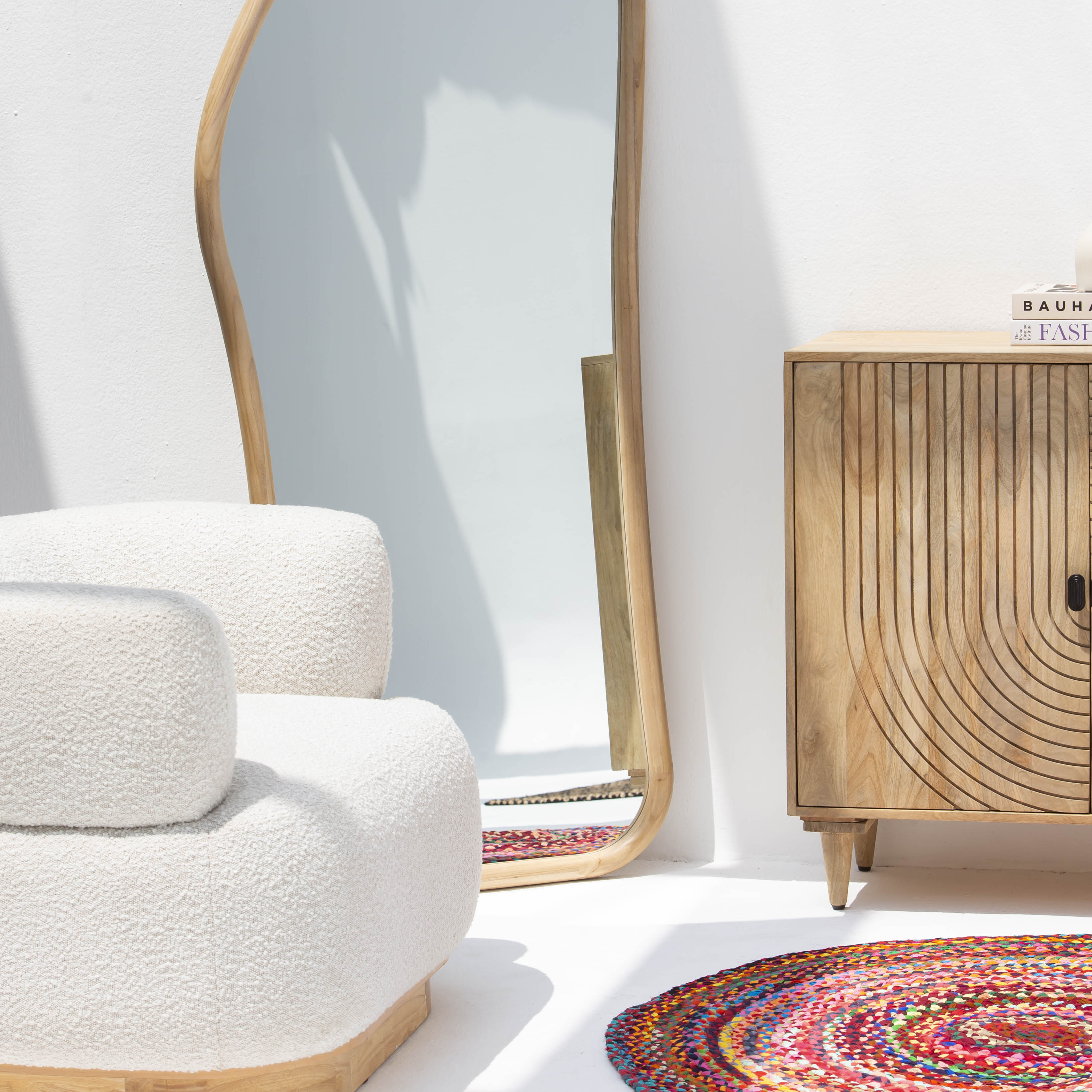 Celeste Wooden Curve Mirror Frame - Art and craft furniture