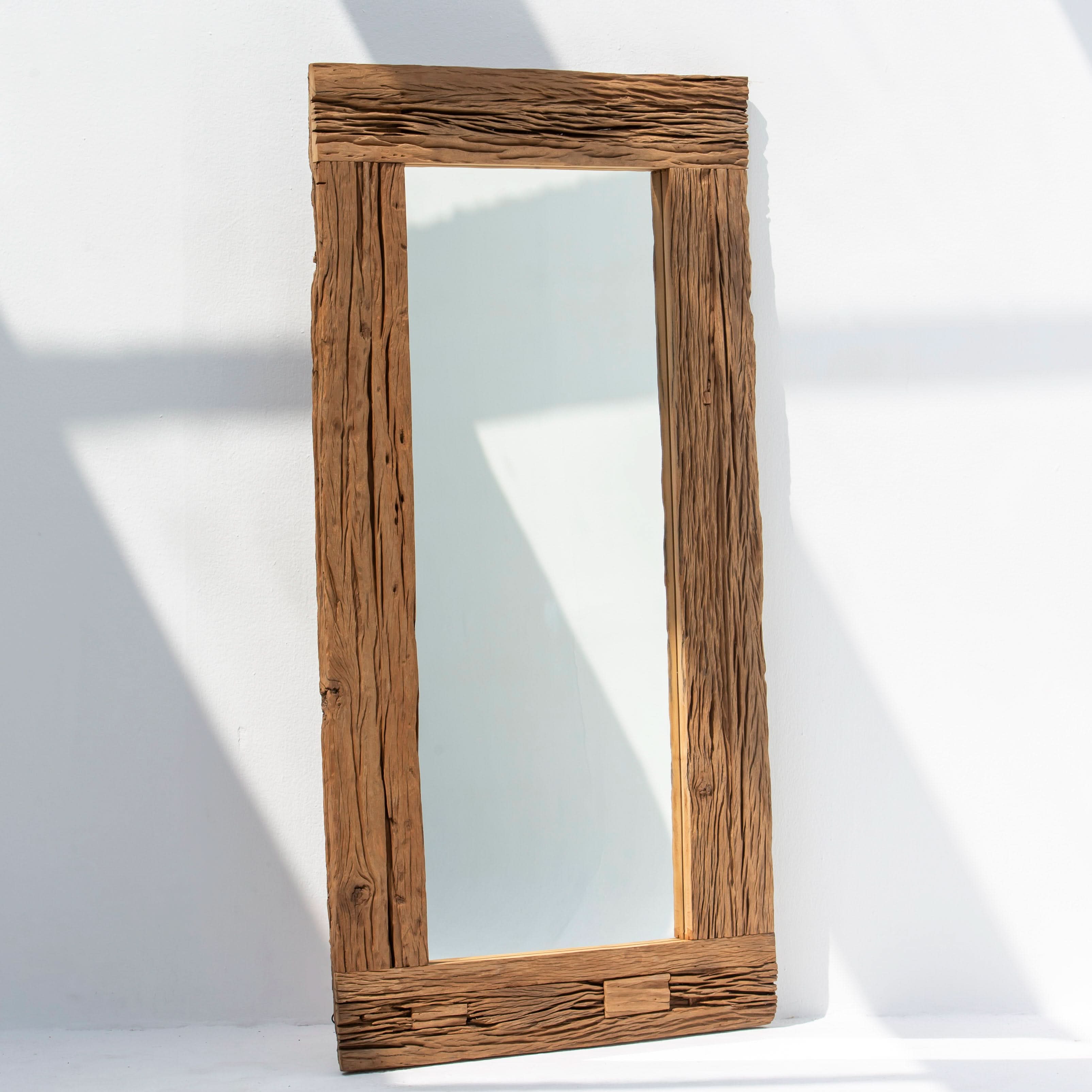 RAILWAY WOOD ANTIQUE MIRROR FRAME - Art and craft furniture