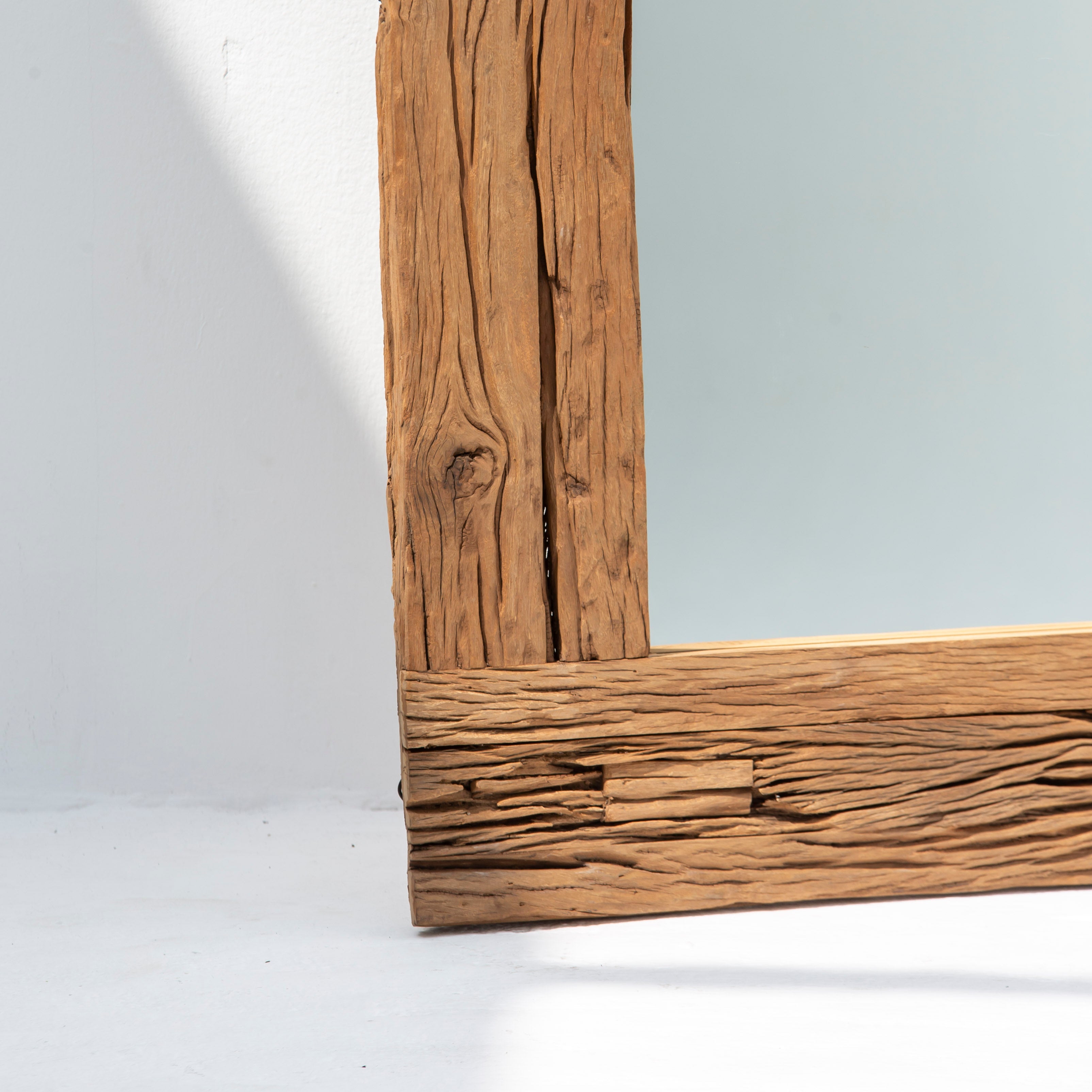 RAILWAY WOOD ANTIQUE MIRROR FRAME - Art and craft furniture