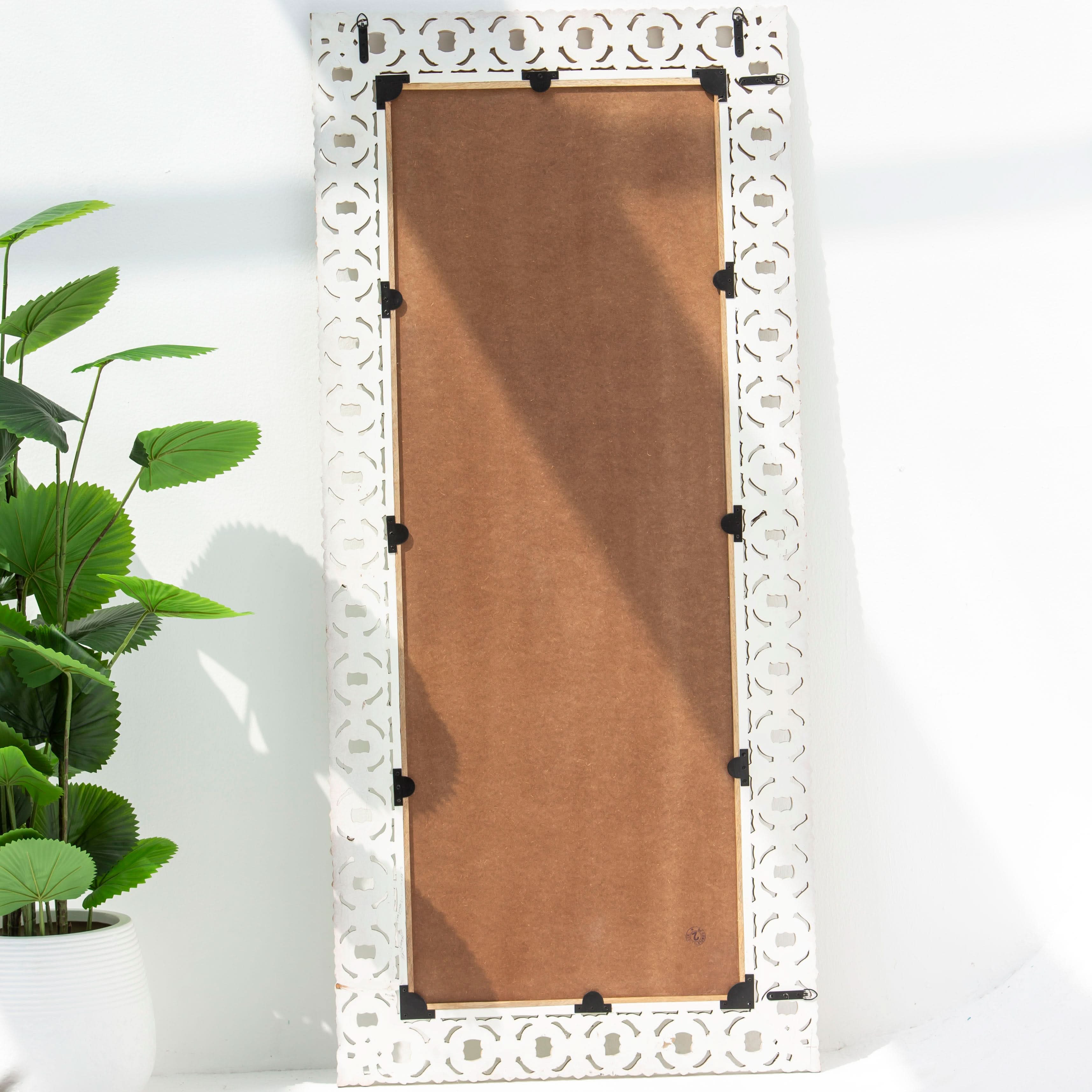 BUENOS HAND CARVED MANGO WOOD MIRROR FRAME - Art and craft furniture