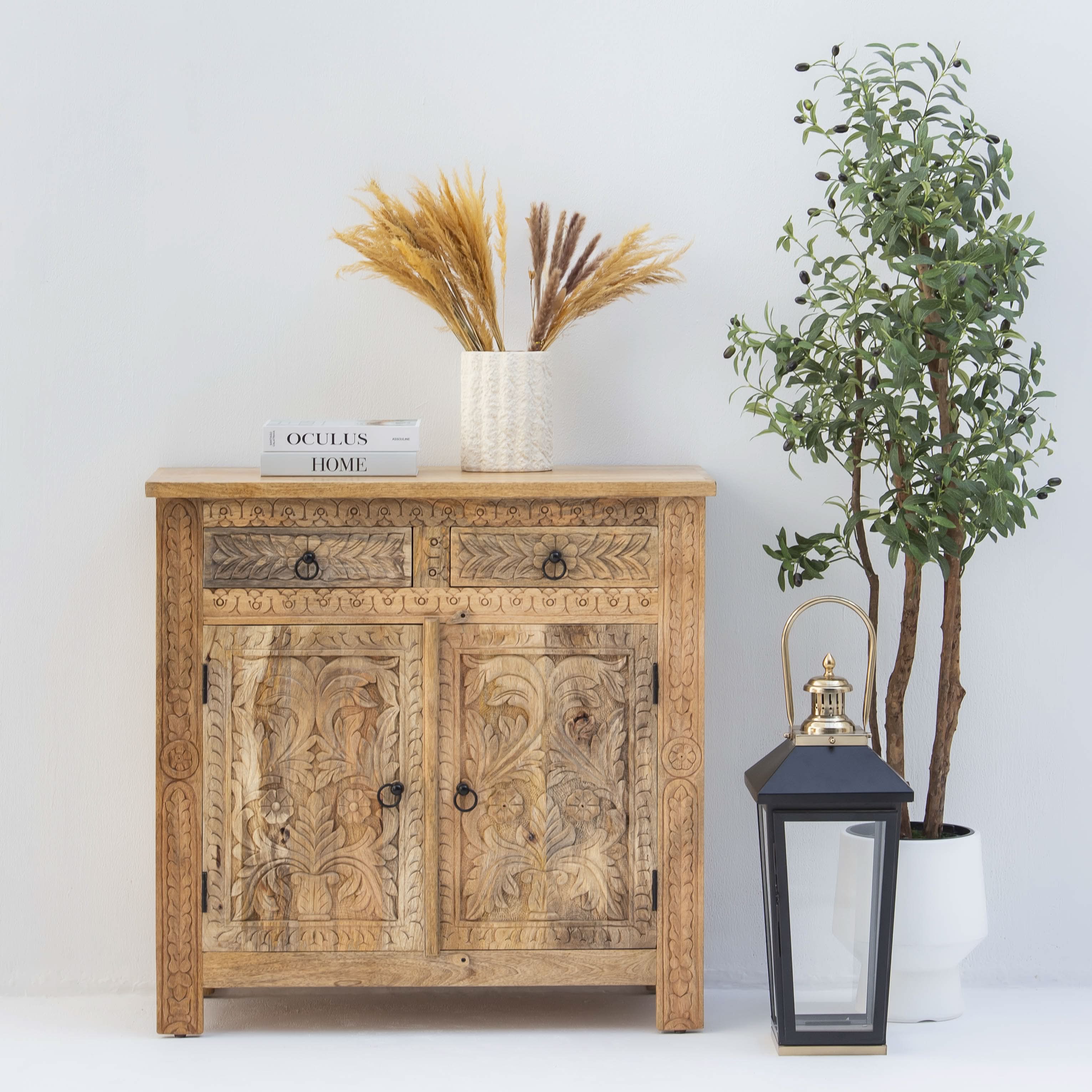 CARVA CARVING TWO DOOR TWO DRAWER SIDEBOARD - Art and craft furniture