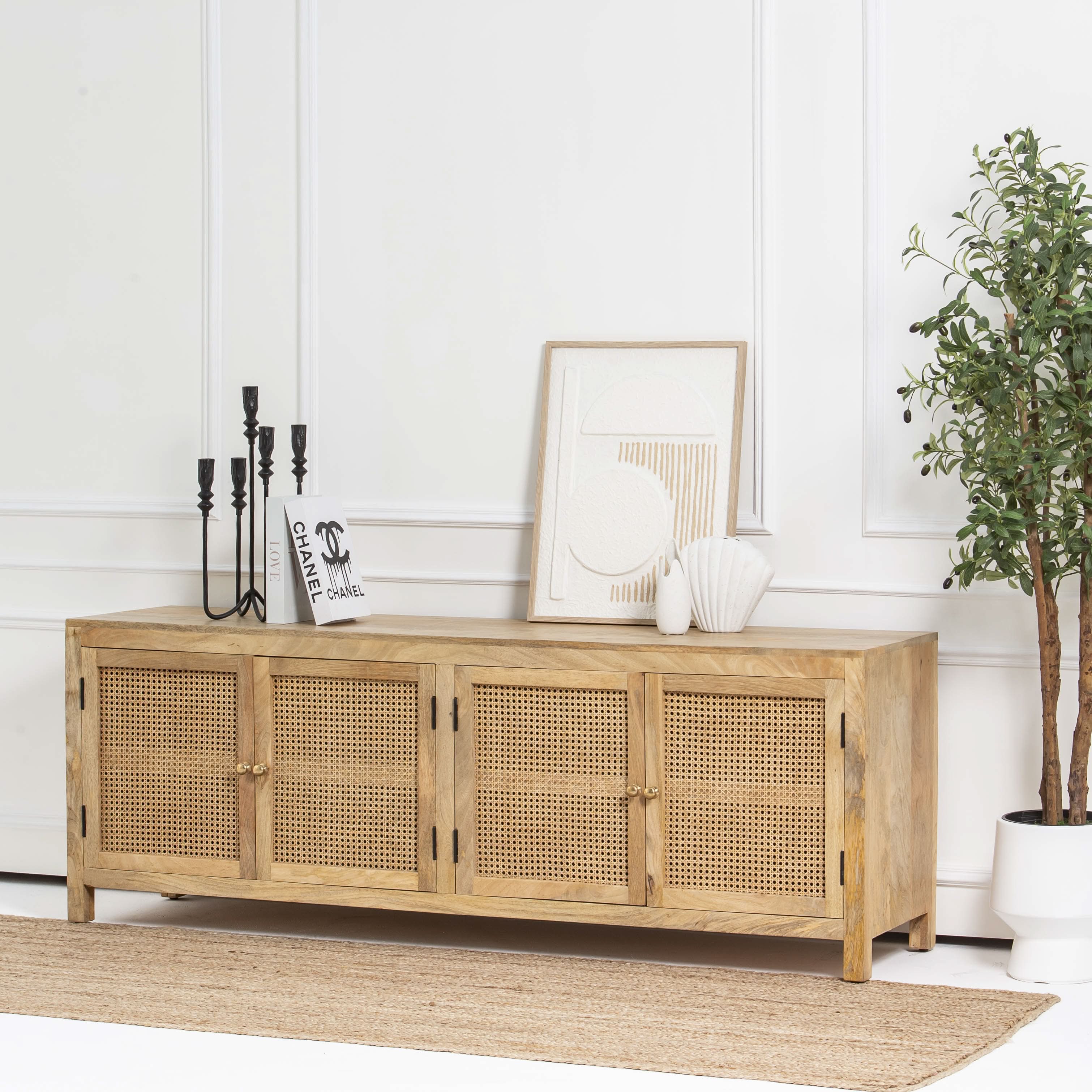MILANO-CANE FOUR DOOR TV STAND - Art and craft furniture