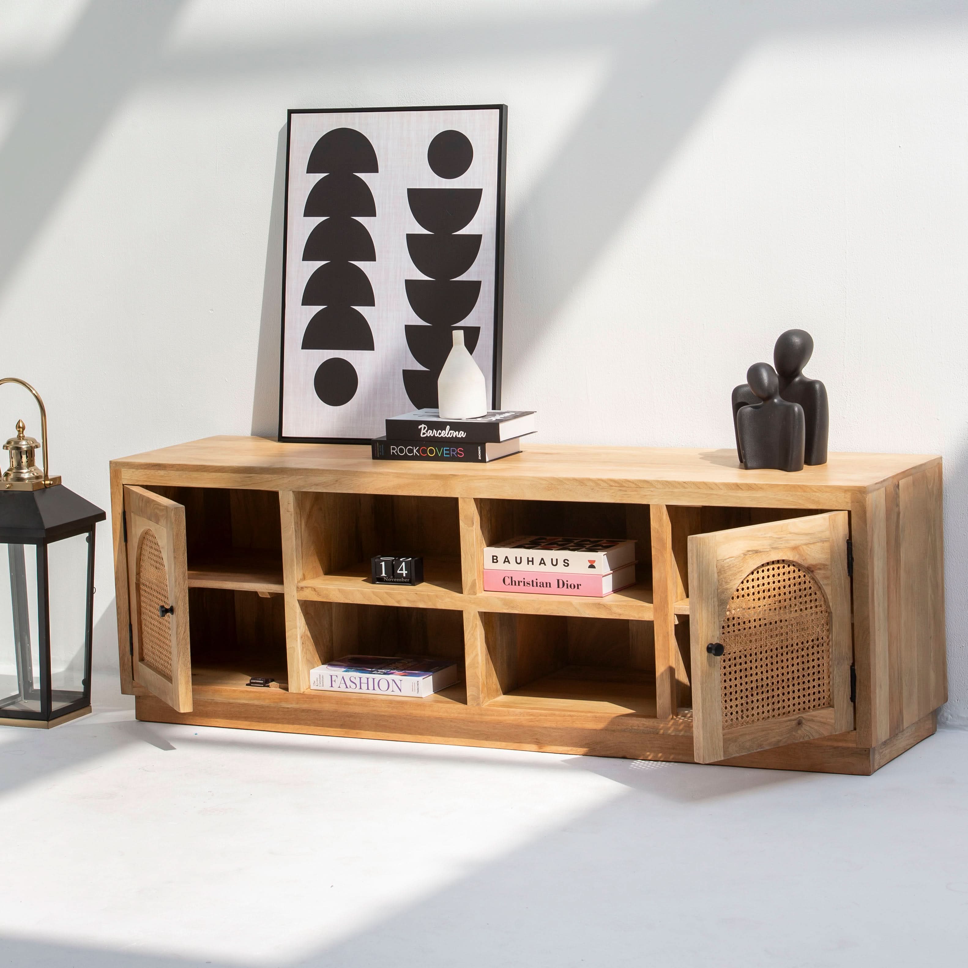 CANOVA RATTAN TWO DOOR TV STAND - Art and craft furniture