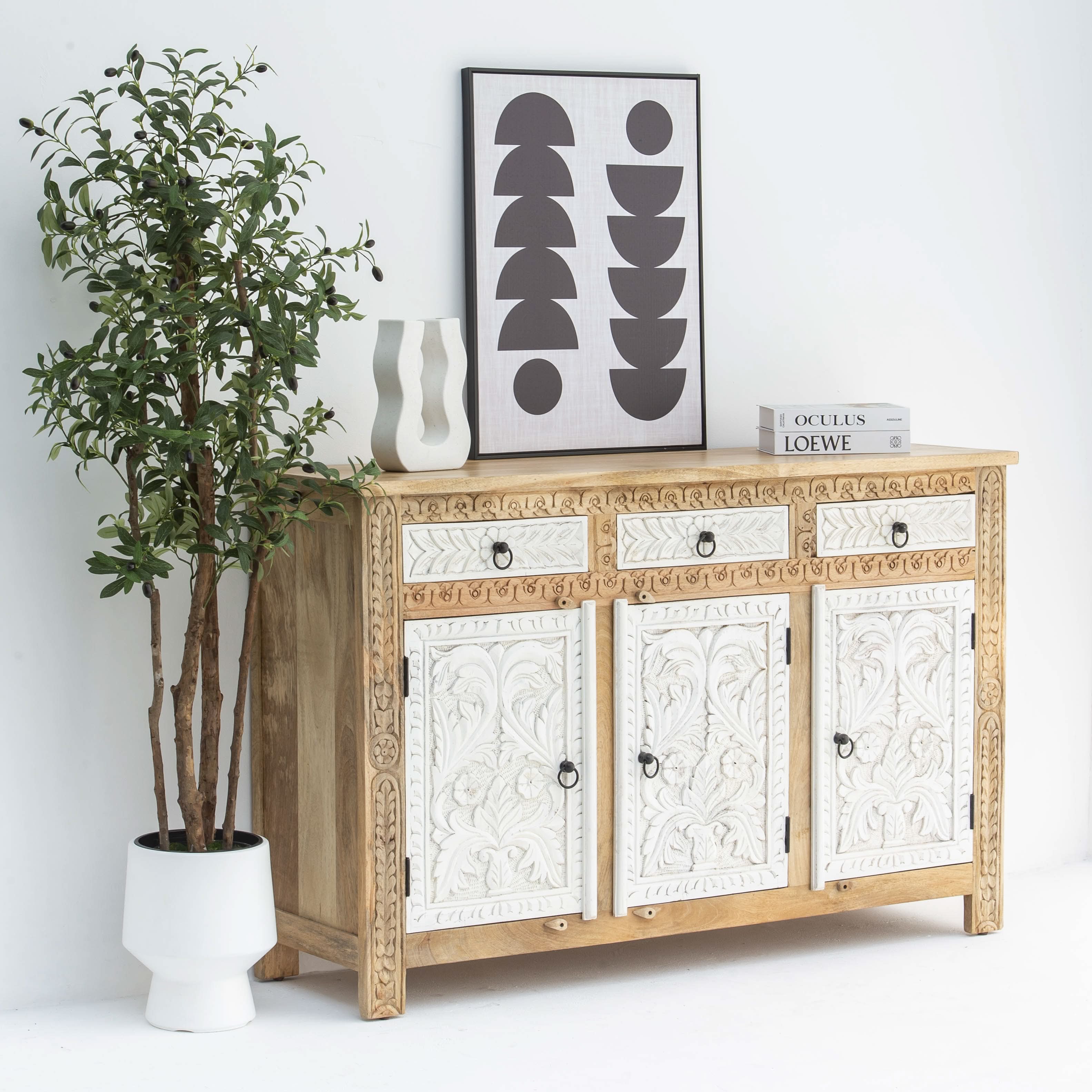 CARVA WOODEN CARVING SIDEBOARD - Art and craft furniture