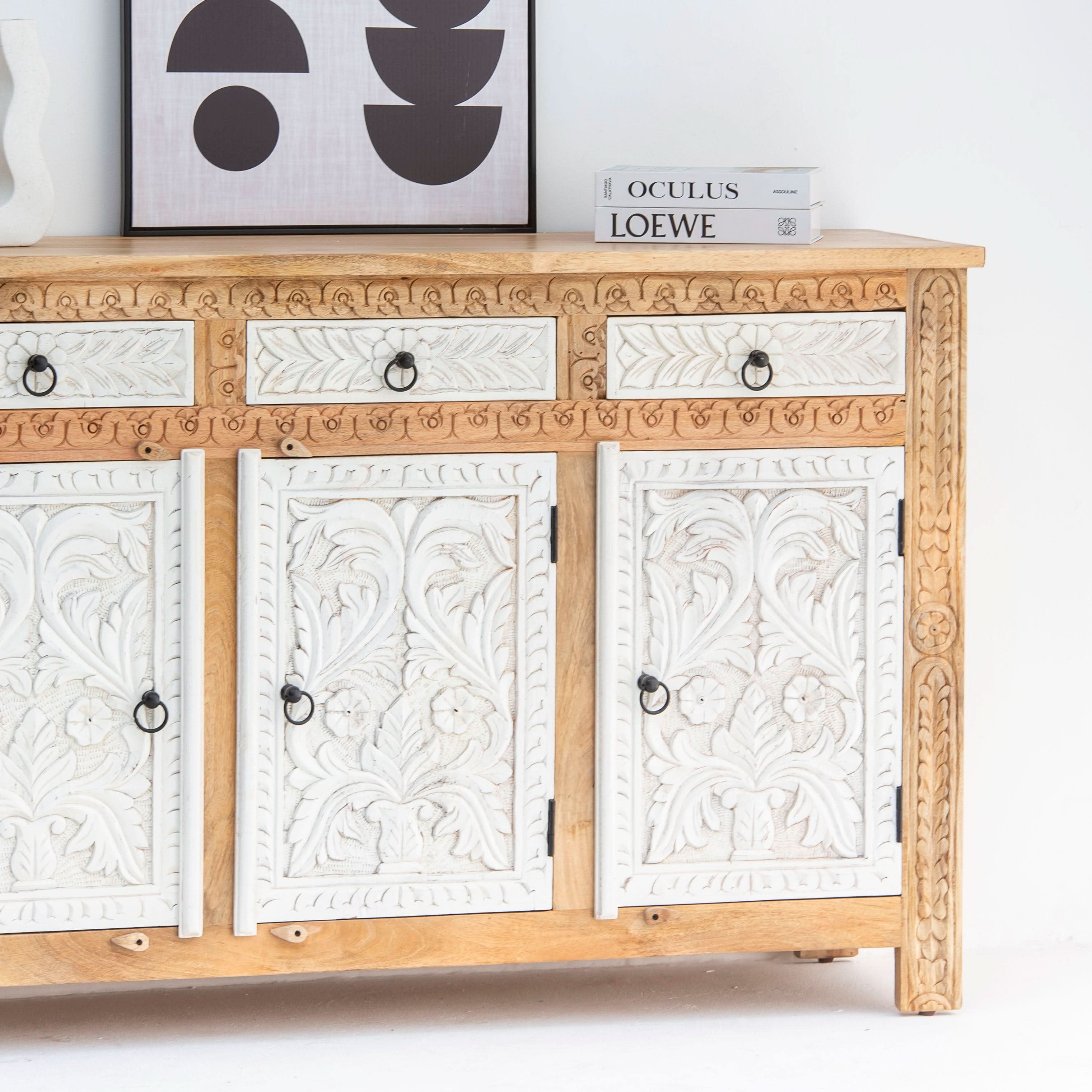 CARVA WOODEN CARVING SIDEBOARD - Art and craft furniture