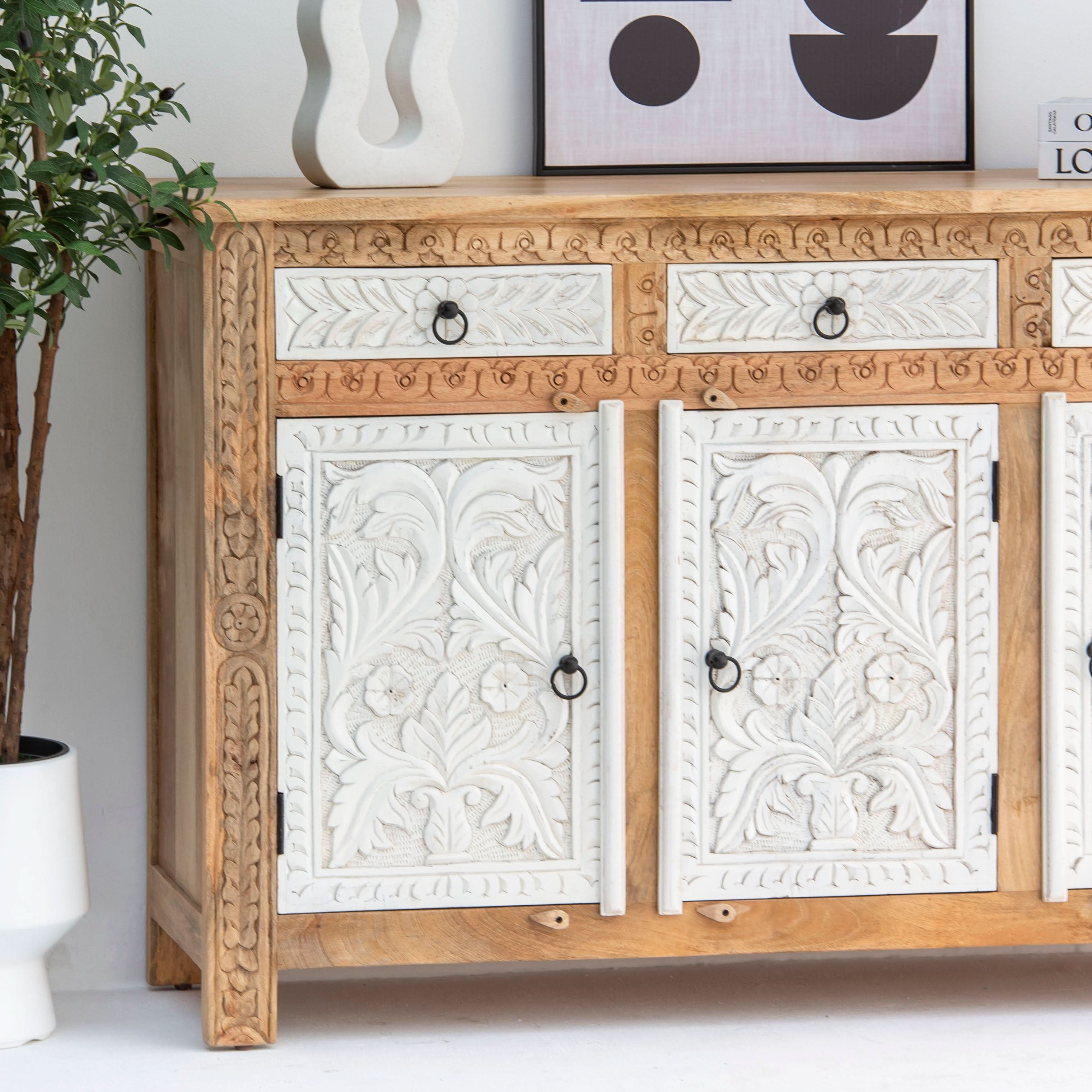 CARVA WOODEN CARVING SIDEBOARD - Art and craft furniture