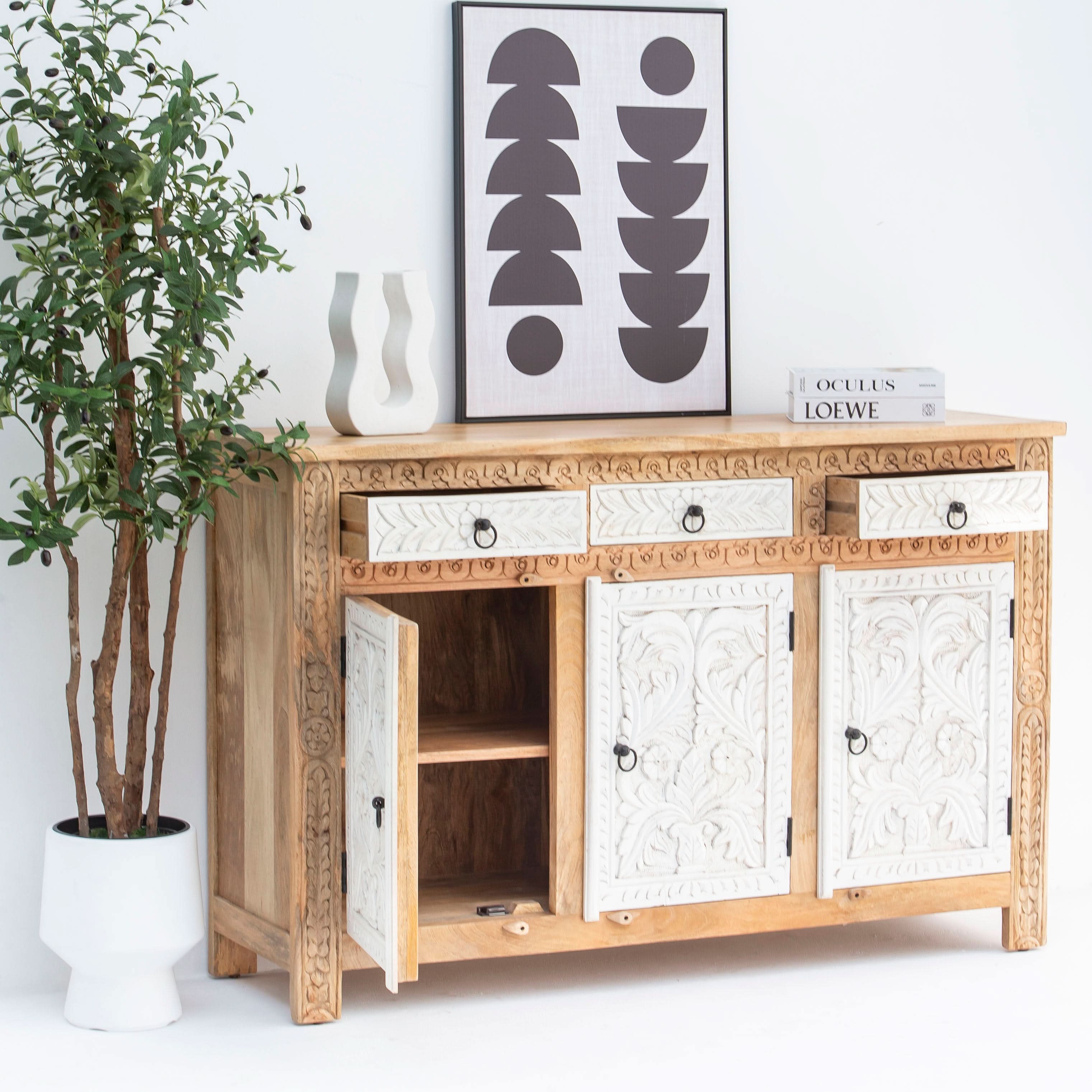 CARVA WOODEN CARVING SIDEBOARD - Art and craft furniture