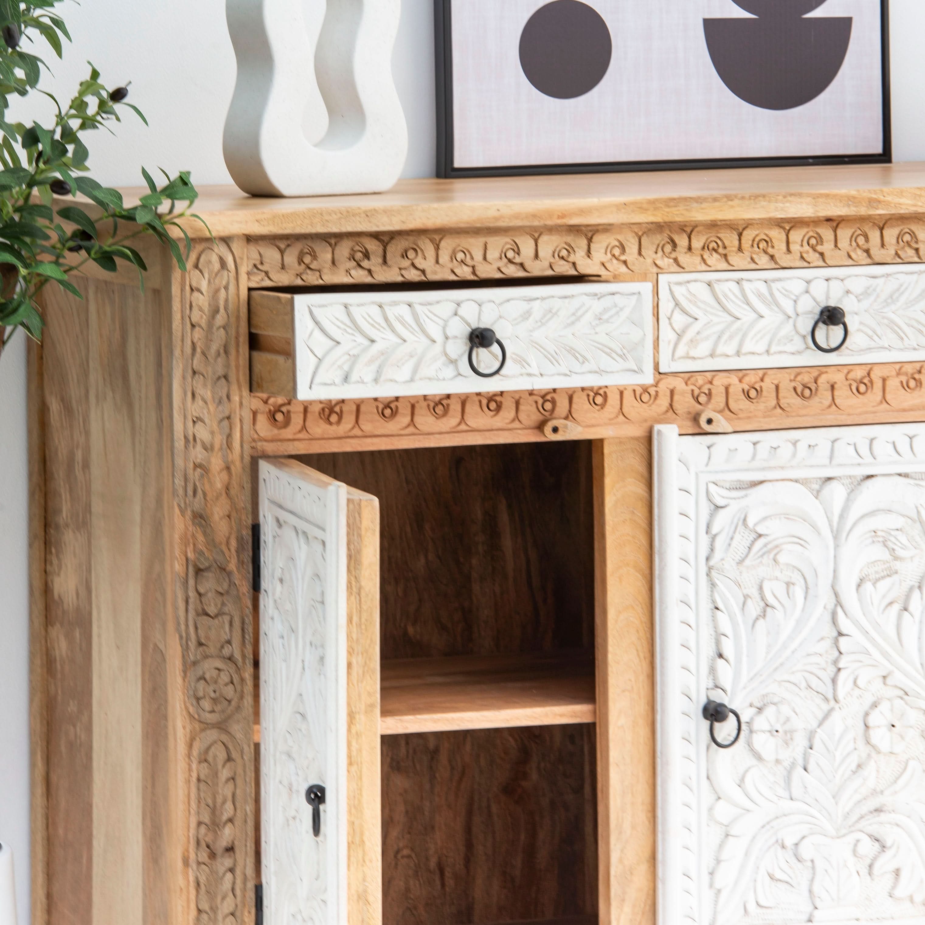 CARVA WOODEN CARVING SIDEBOARD - Art and craft furniture