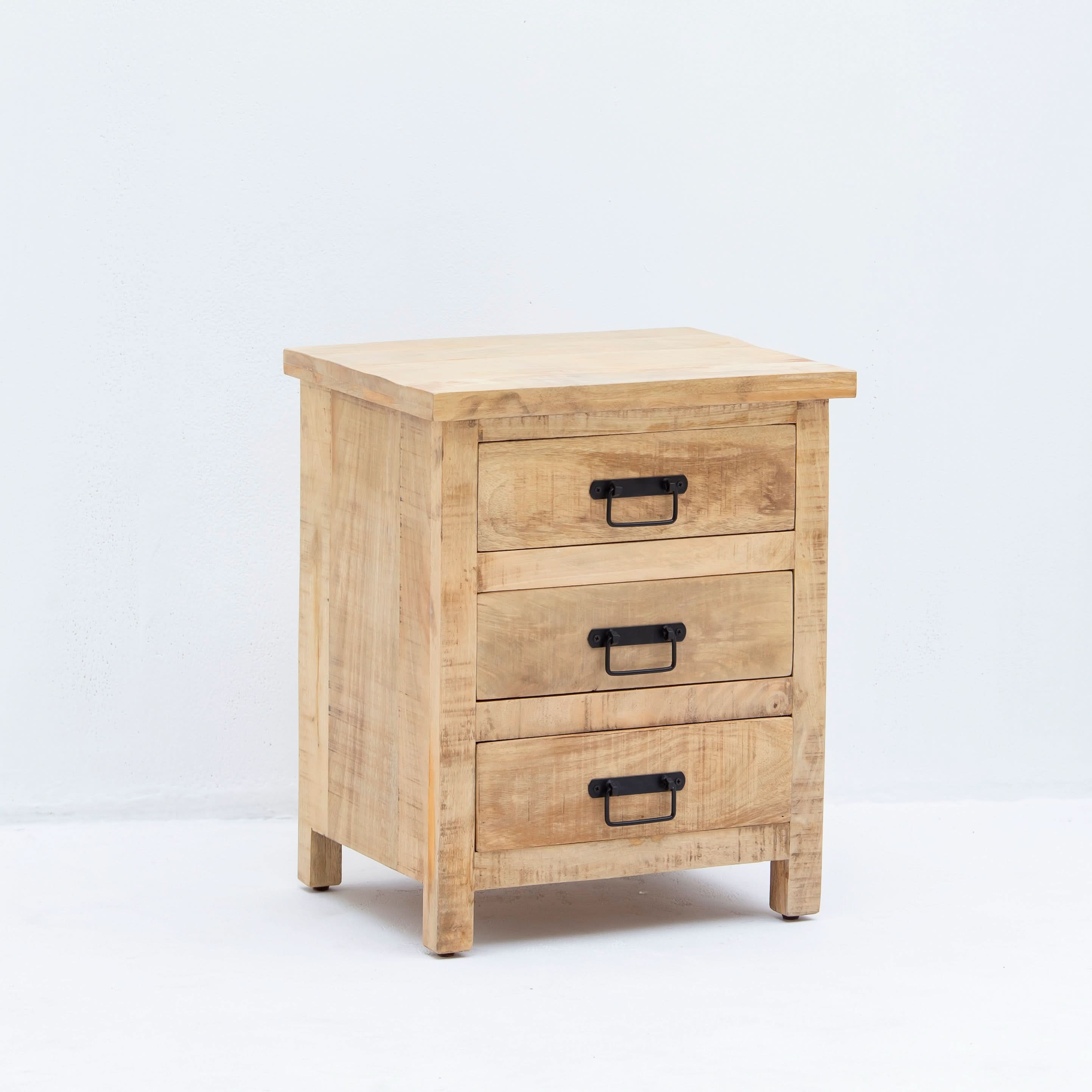 MANGOEDGE WOODEN THREE DRAWER NIGHTSTAND TABLE - Art and craft furniture