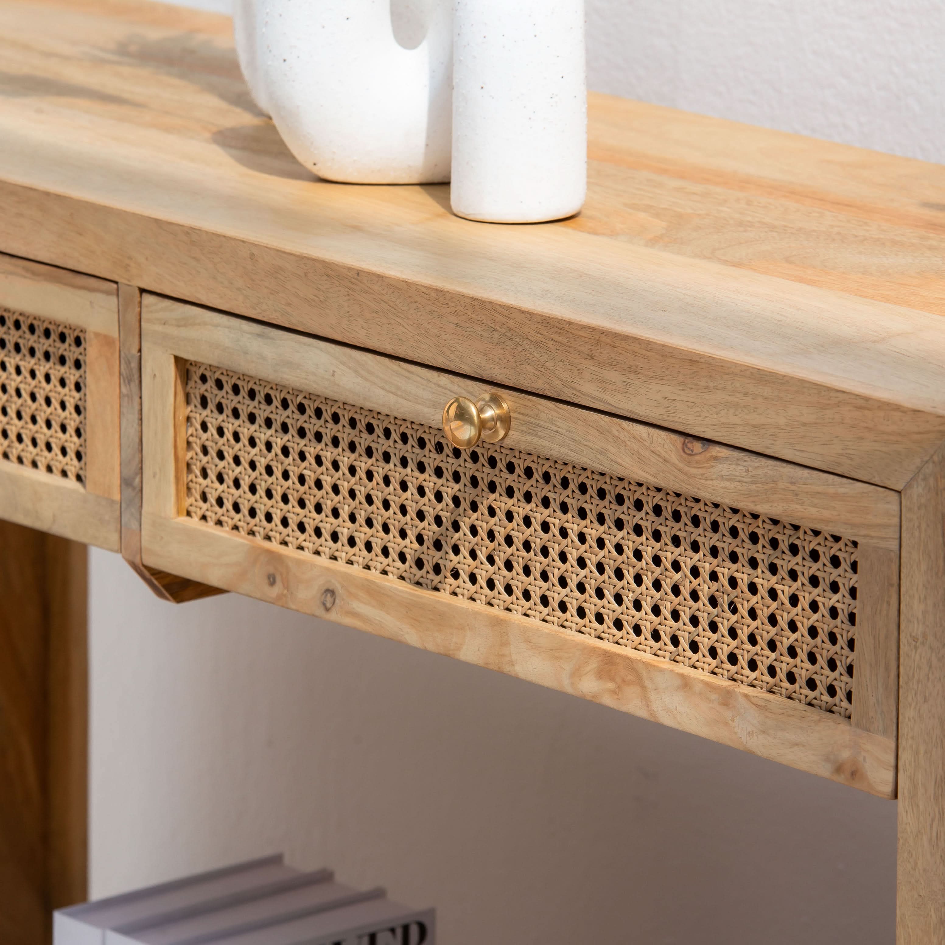 CANOVIA CANE TWO DRAWER CANSOLE TABLE - Art and craft furniture