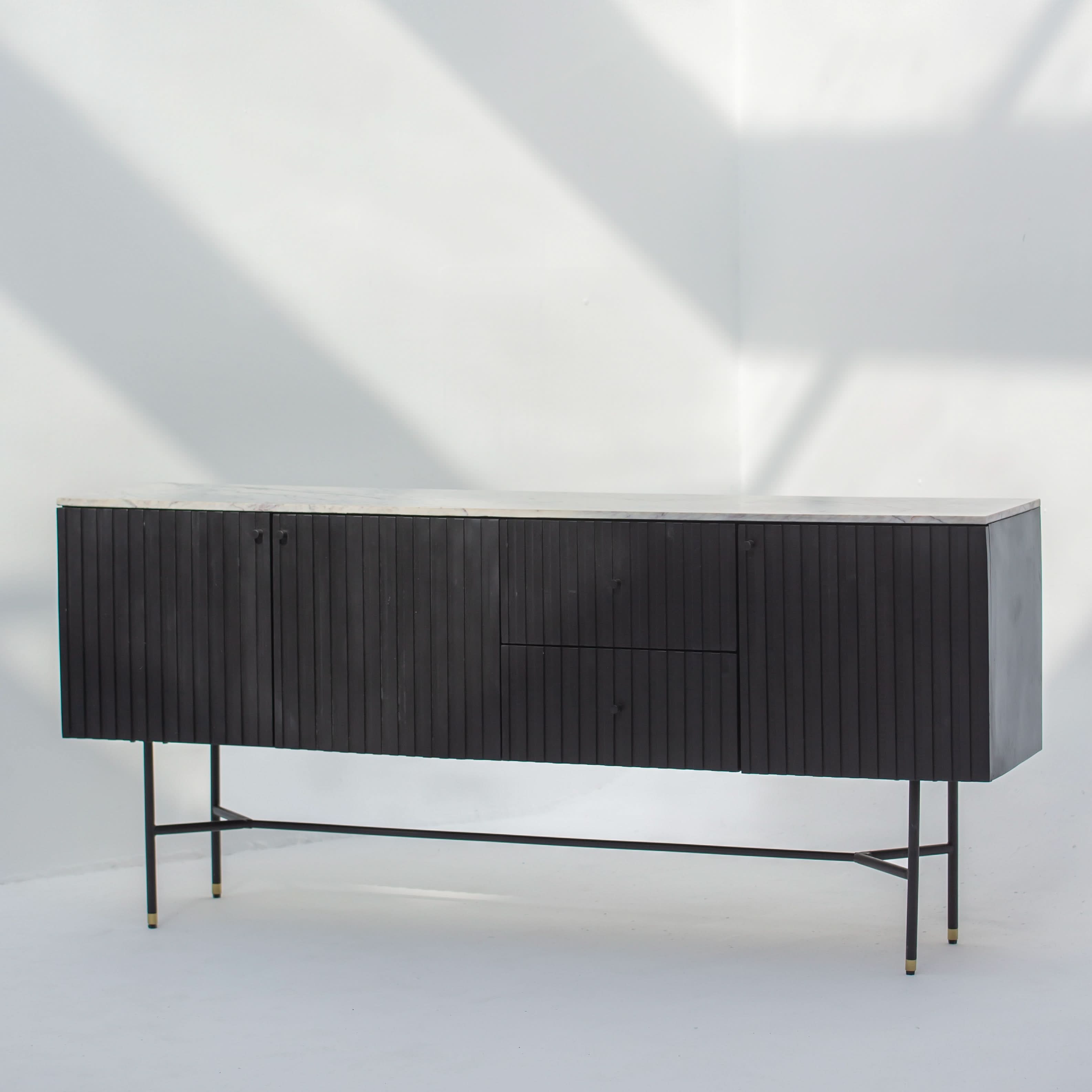 VANTA MARBLE TOP THREE DOOR SIDEBOARD - Art and craft furniture