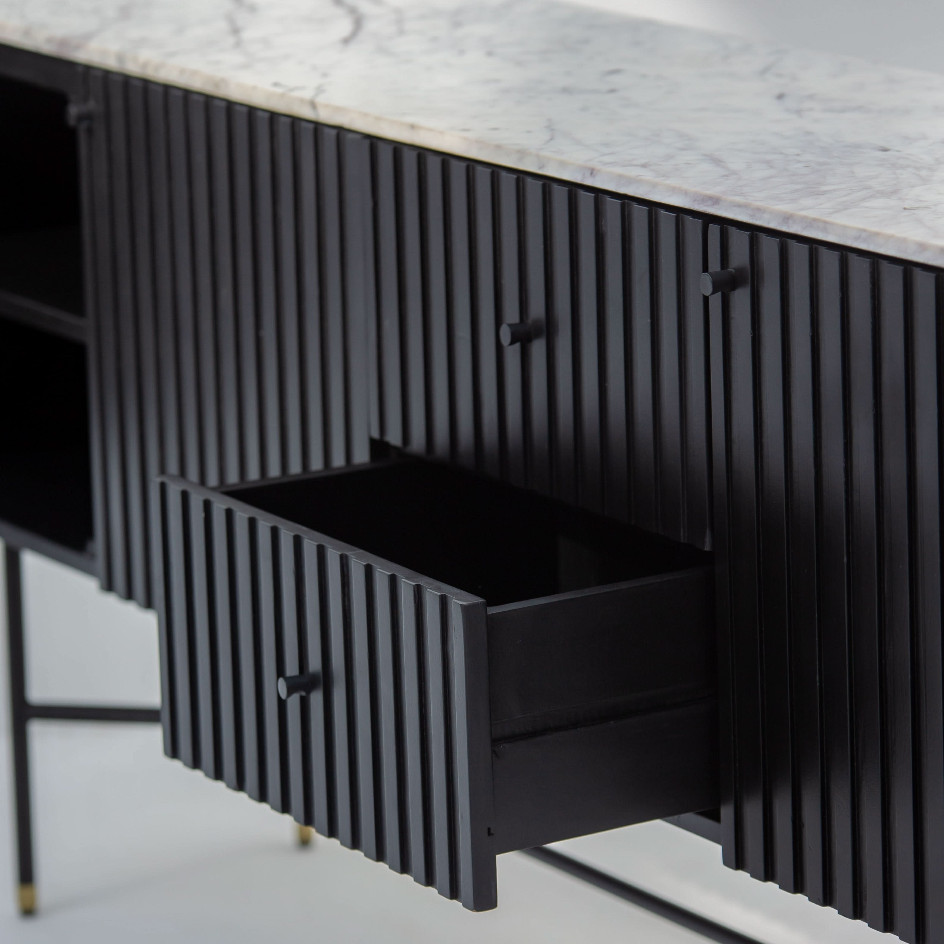 VANTA MARBLE TOP THREE DOOR SIDEBOARD - Art and craft furniture