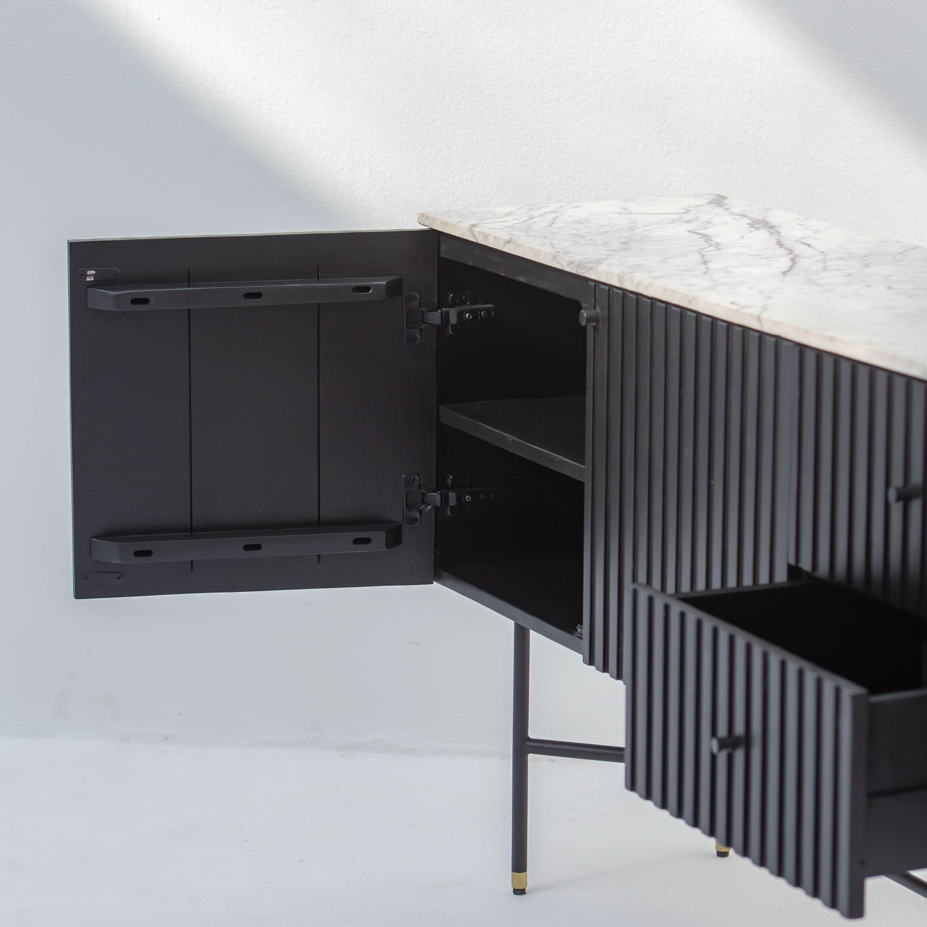 VANTA MARBLE TOP THREE DOOR SIDEBOARD - Art and craft furniture