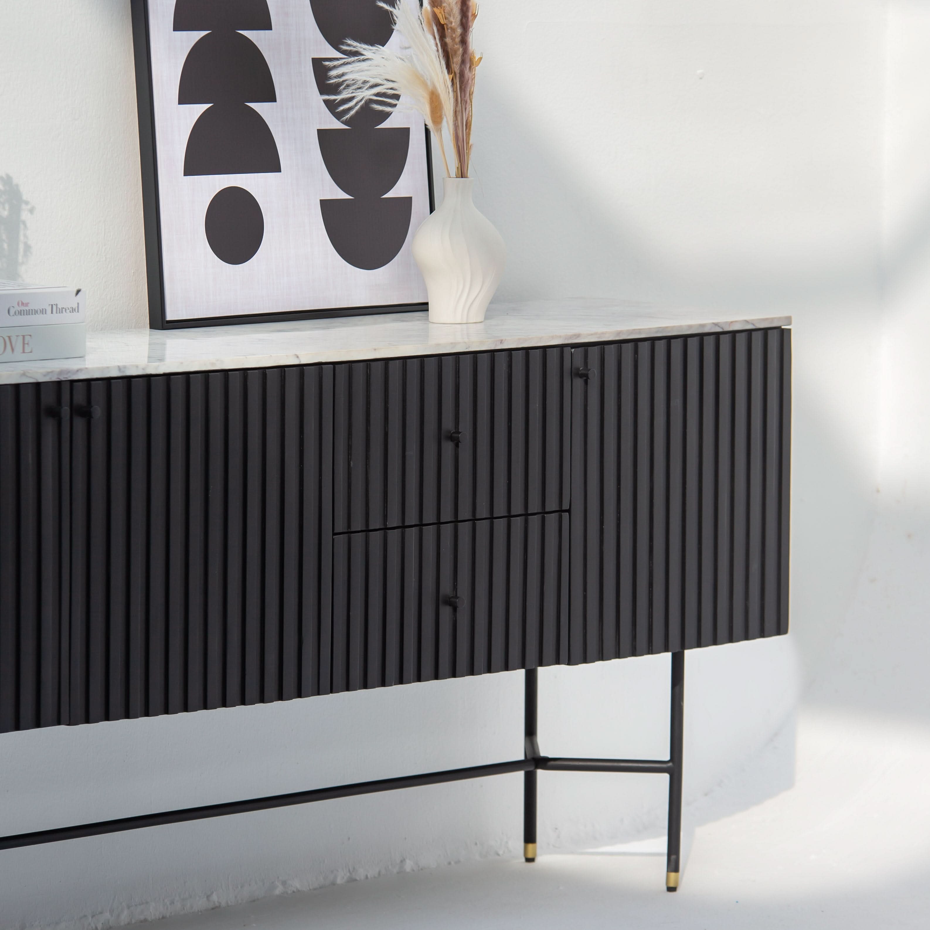 VANTA MARBLE TOP THREE DOOR SIDEBOARD - Art and craft furniture