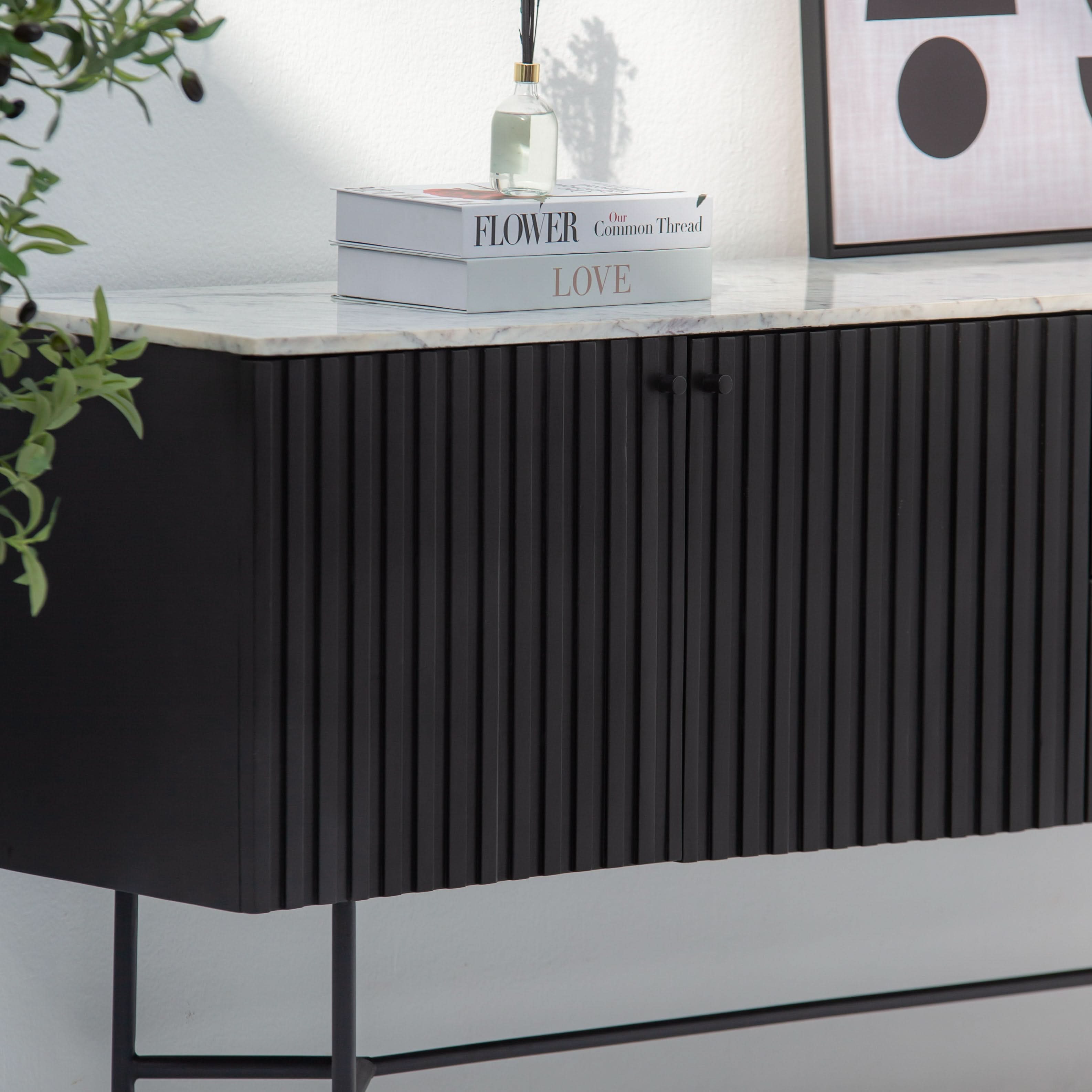 VANTA MARBLE TOP THREE DOOR SIDEBOARD - Art and craft furniture
