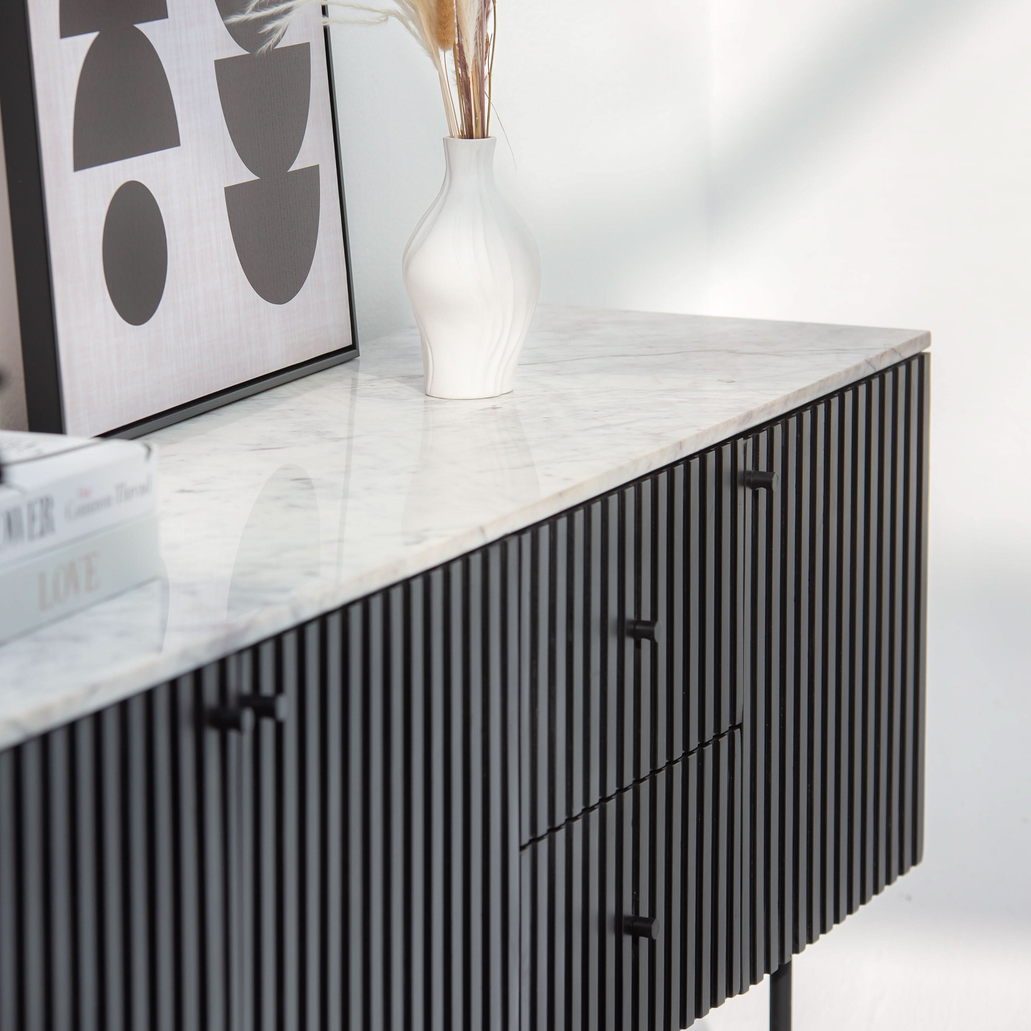 VANTA MARBLE TOP THREE DOOR SIDEBOARD - Art and craft furniture