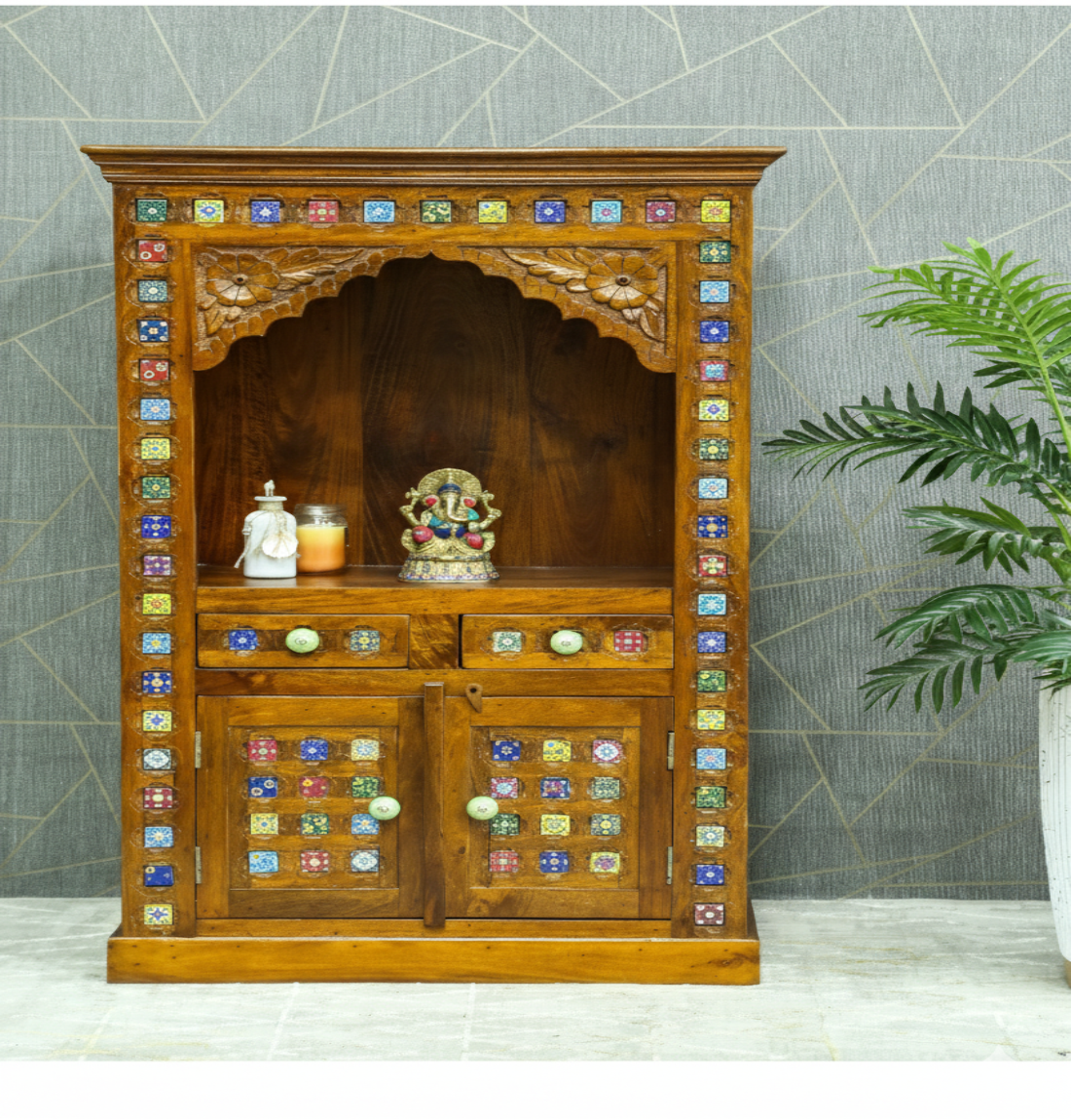 WDN TWO TILE DOOR & TWO DRAWER TEMPLE - Art and craft furniture