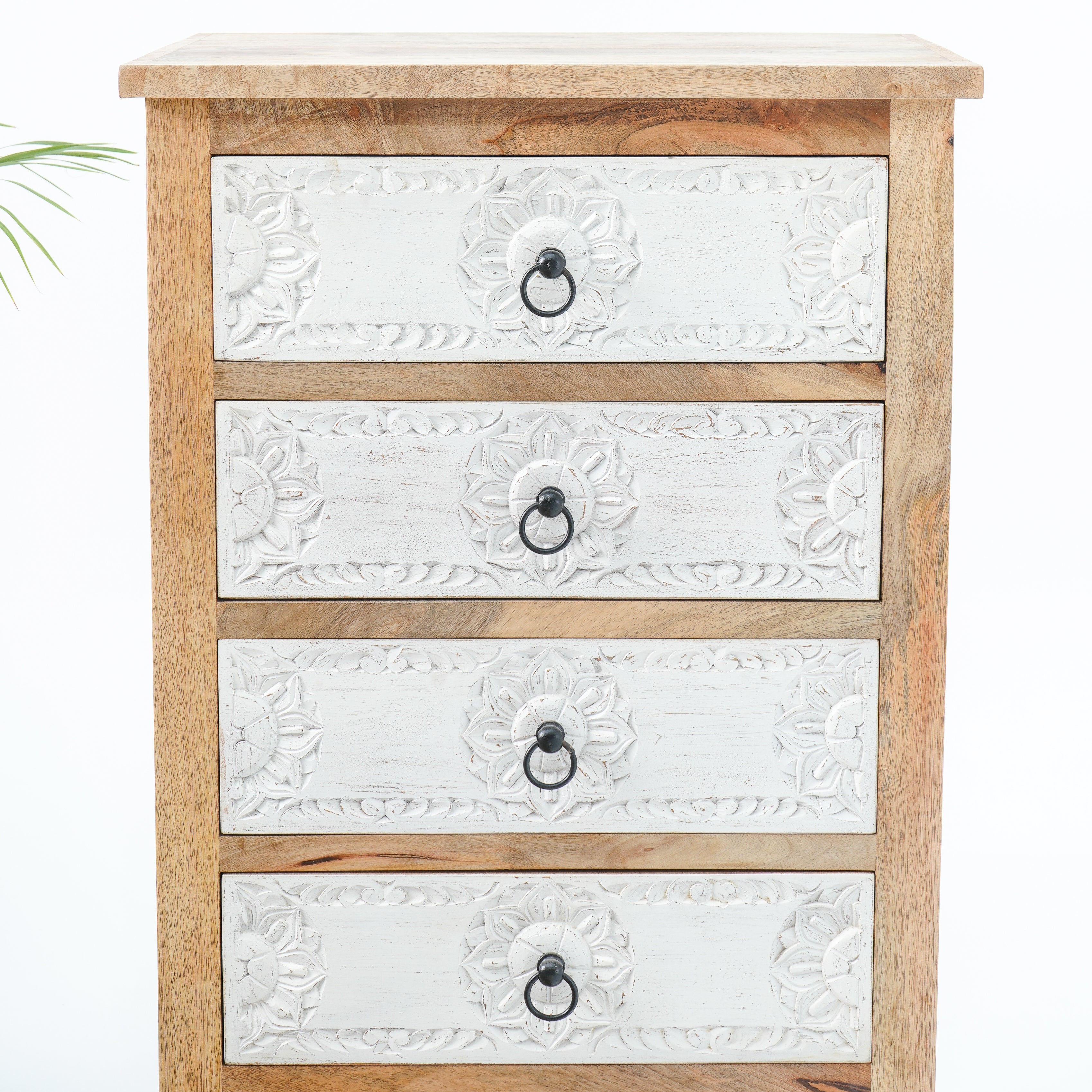 DARWIN SIX DRAWER CARVED CHEST OF DRAWERS - Art and craft furniture