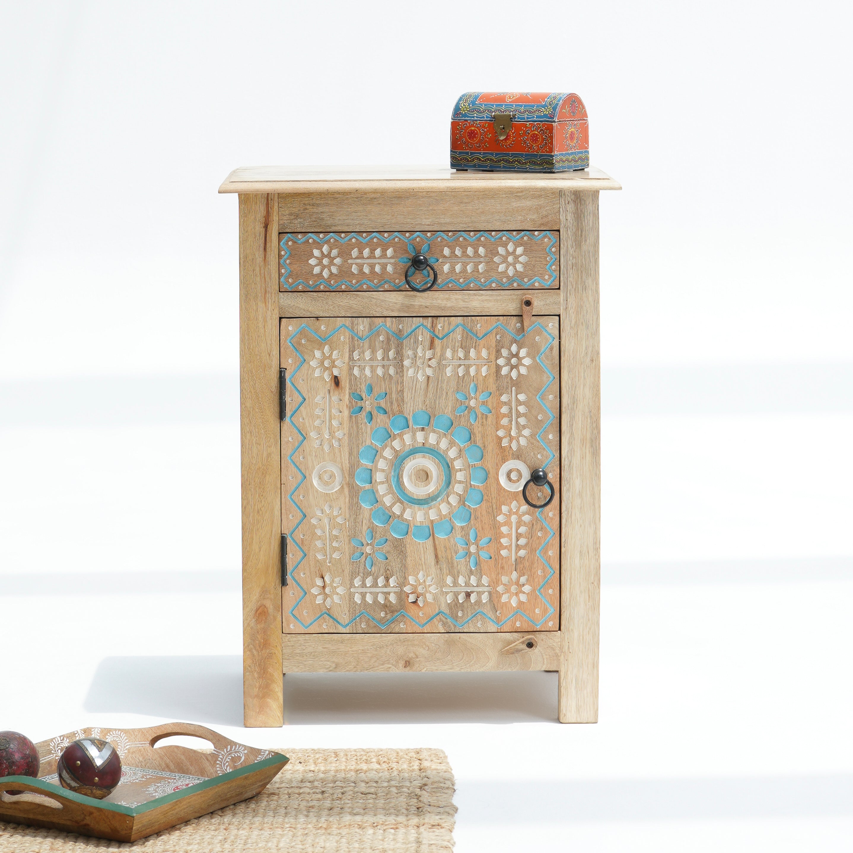 Whispering Willow End Carved Bedside Table