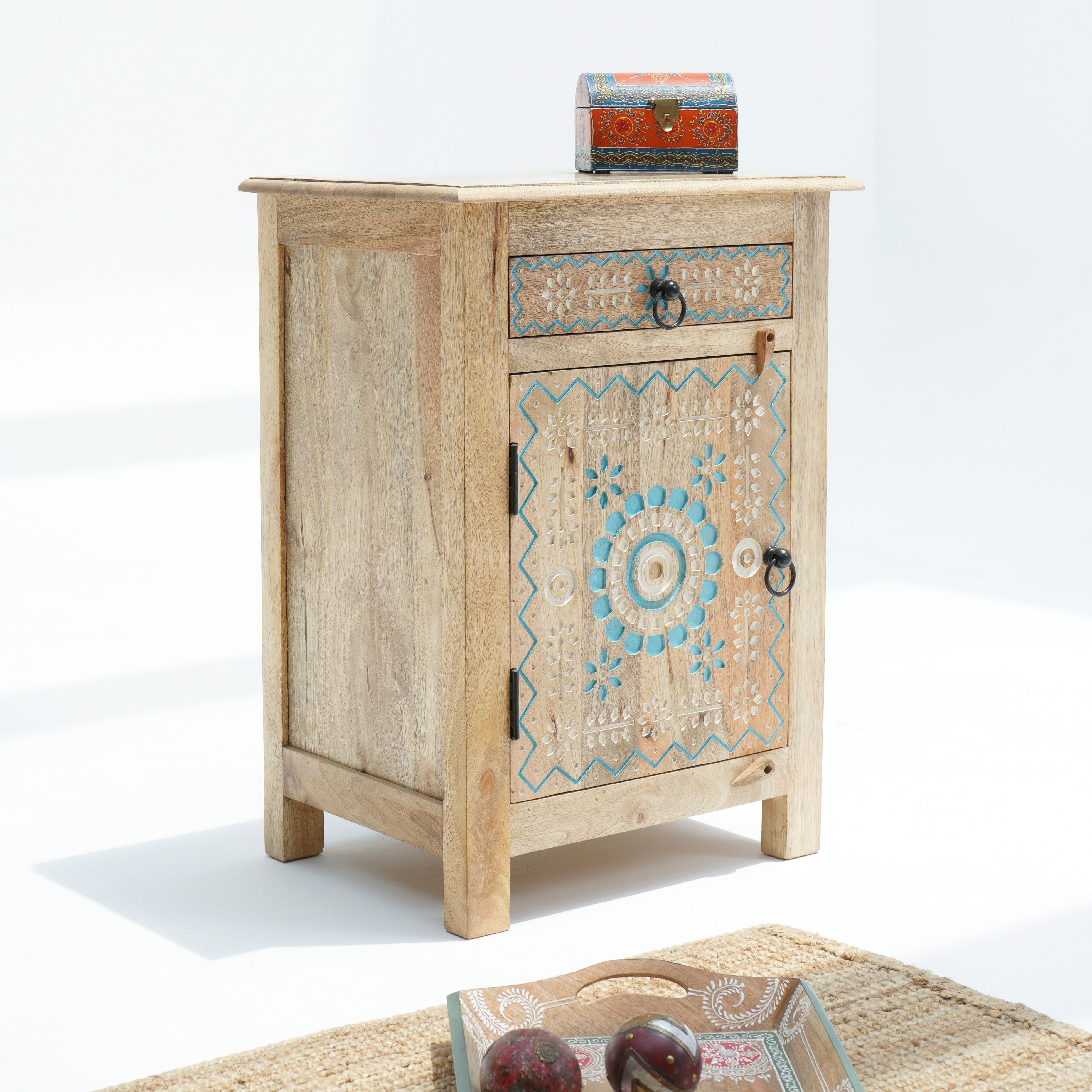 Whispering Willow End Carved Bedside Table