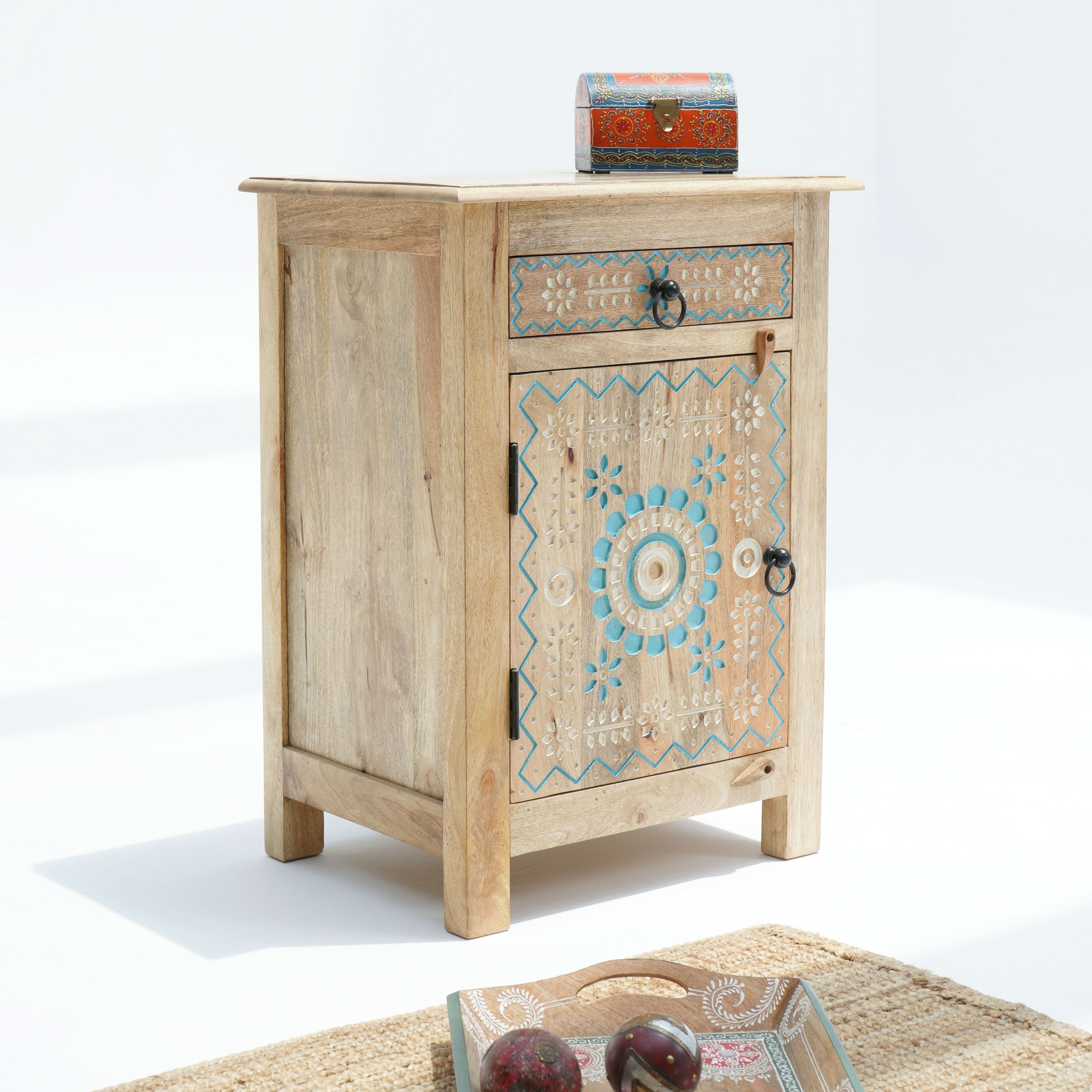MONARCH CARVING NIGHTSTAND TABLE - Art and craft furniture