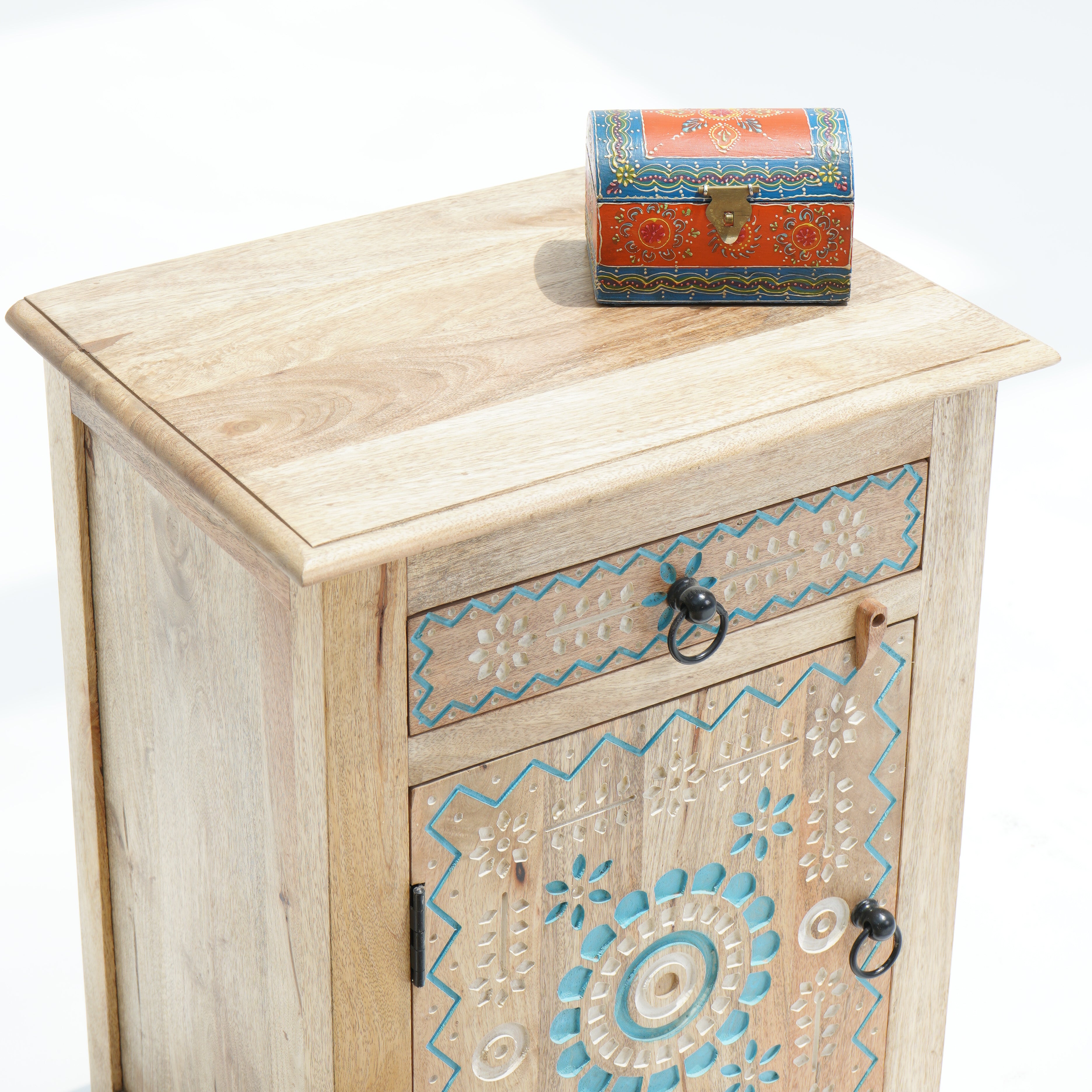 Whispering Willow End Carved Bedside Table