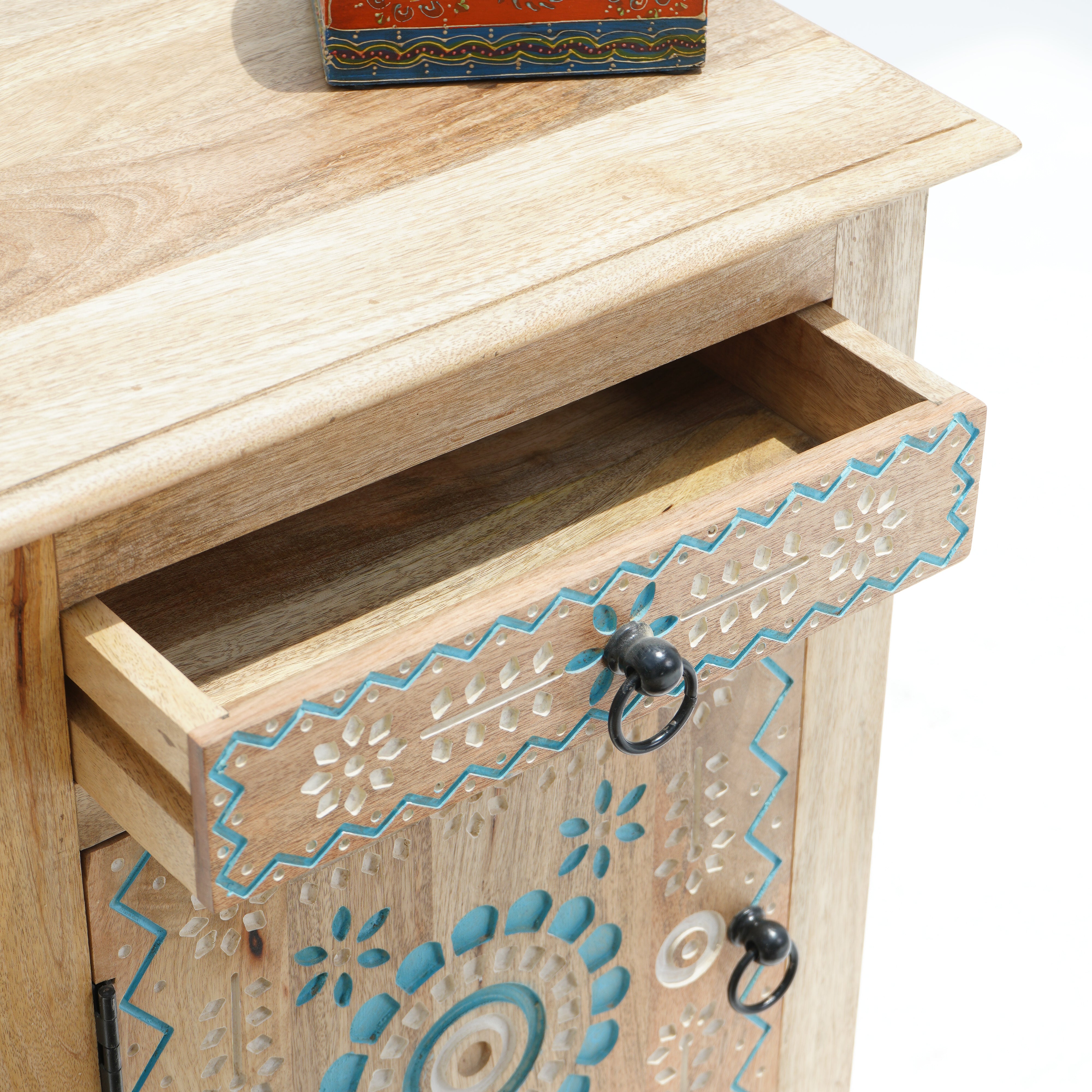 Whispering Willow End Carved Bedside Table