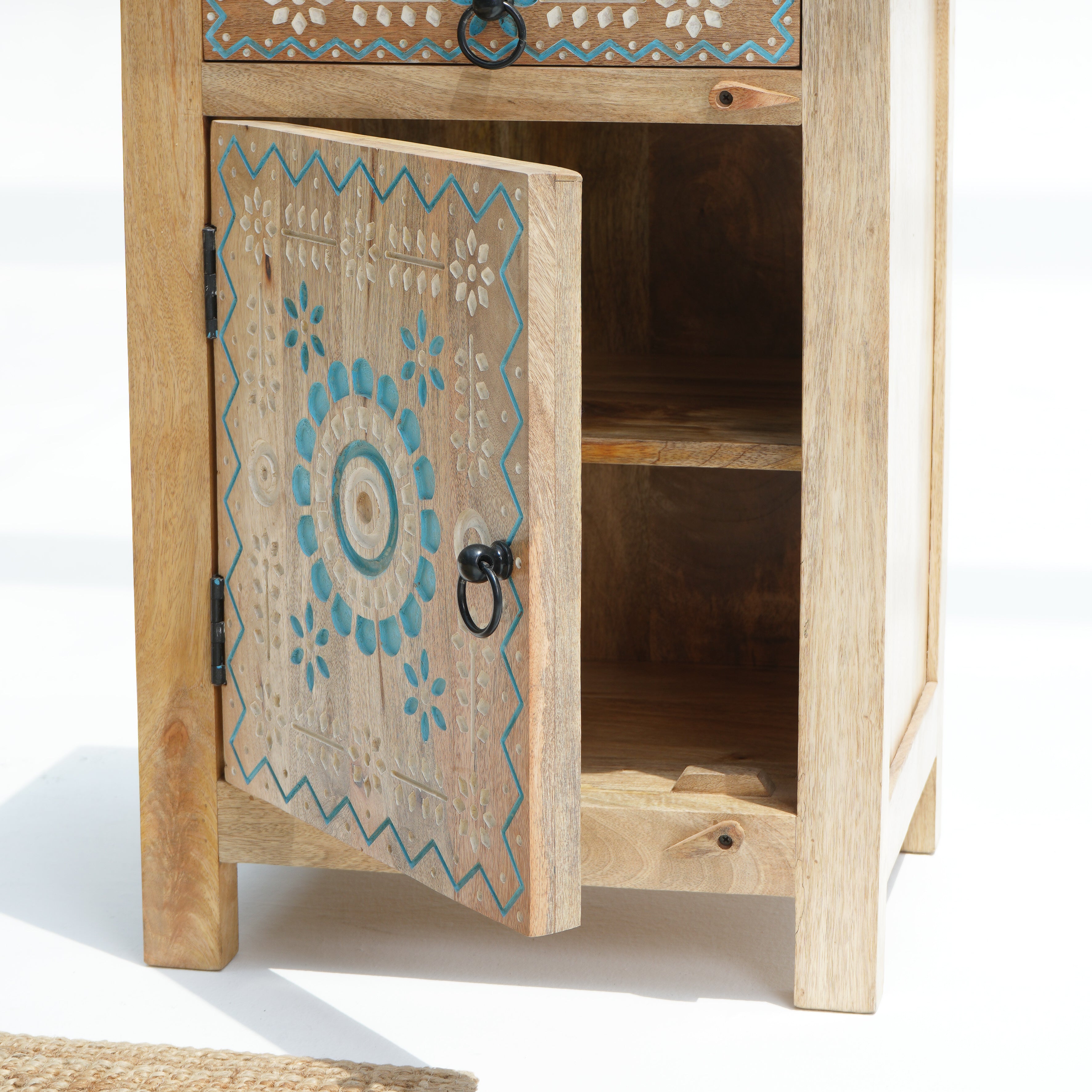 Whispering Willow End Carved Bedside Table