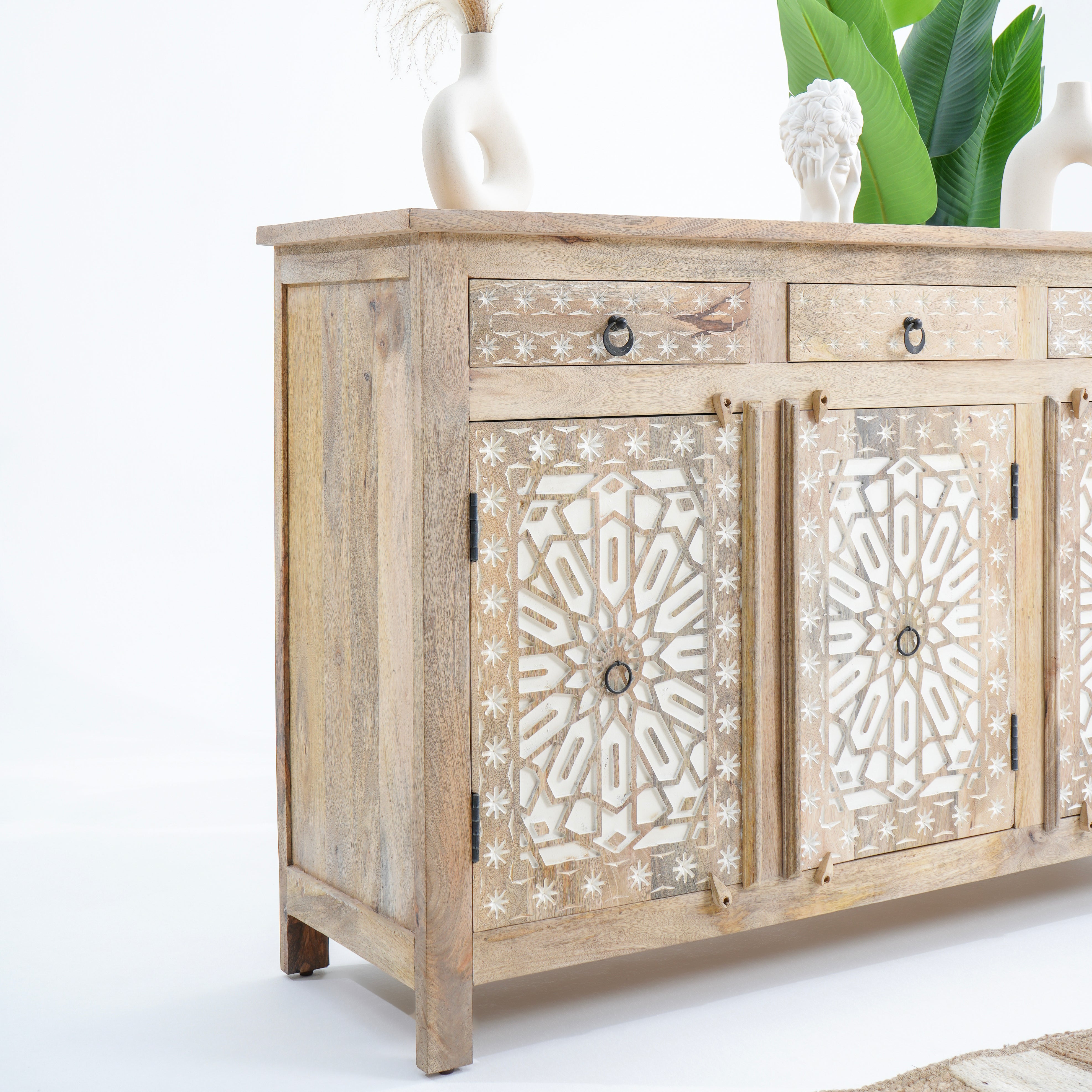 IVORY Three door three Drawer sideboard