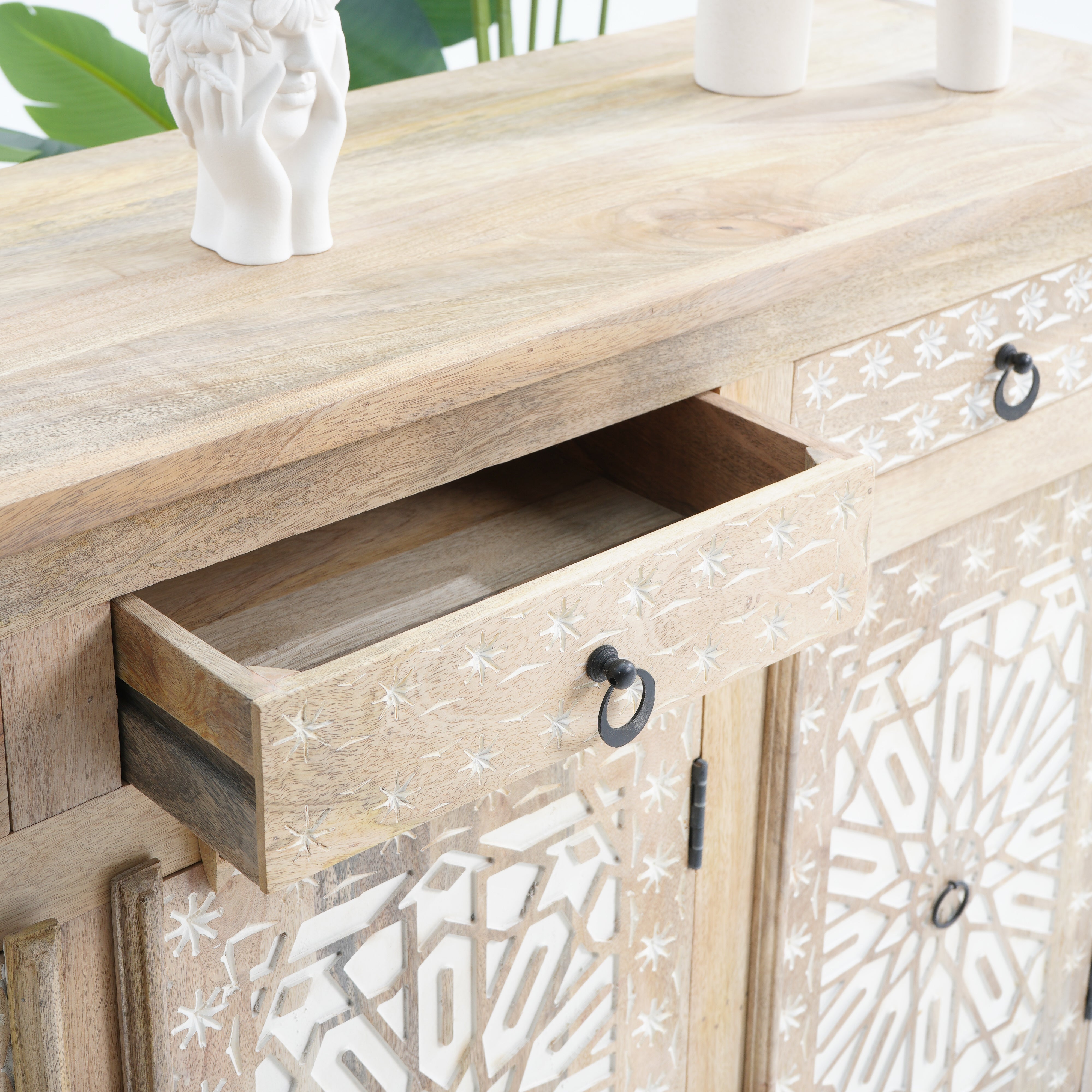 IVORY Three door three Drawer sideboard