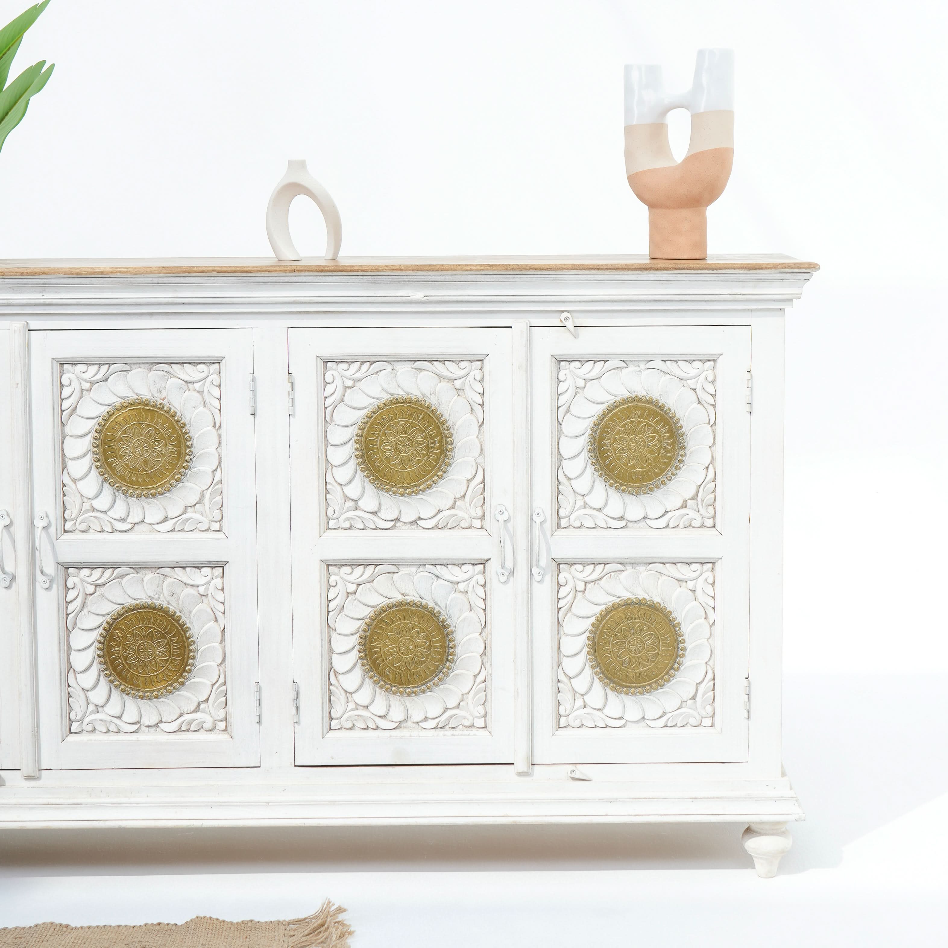ZYARA FOUR DOOR BRASS FTD SIDEBOARD - Art and craft furniture