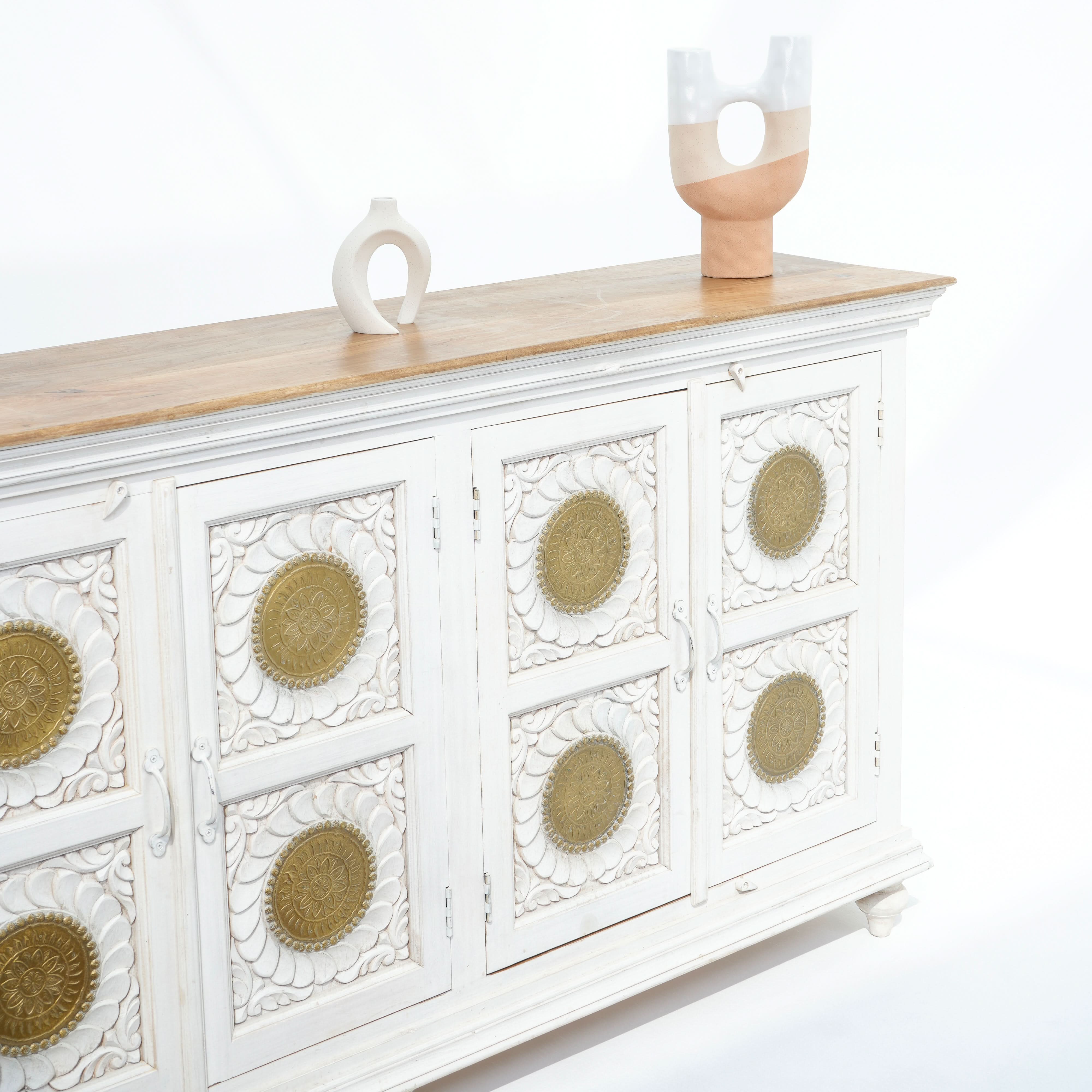 ZYARA FOUR DOOR BRASS FTD SIDEBOARD - Art and craft furniture