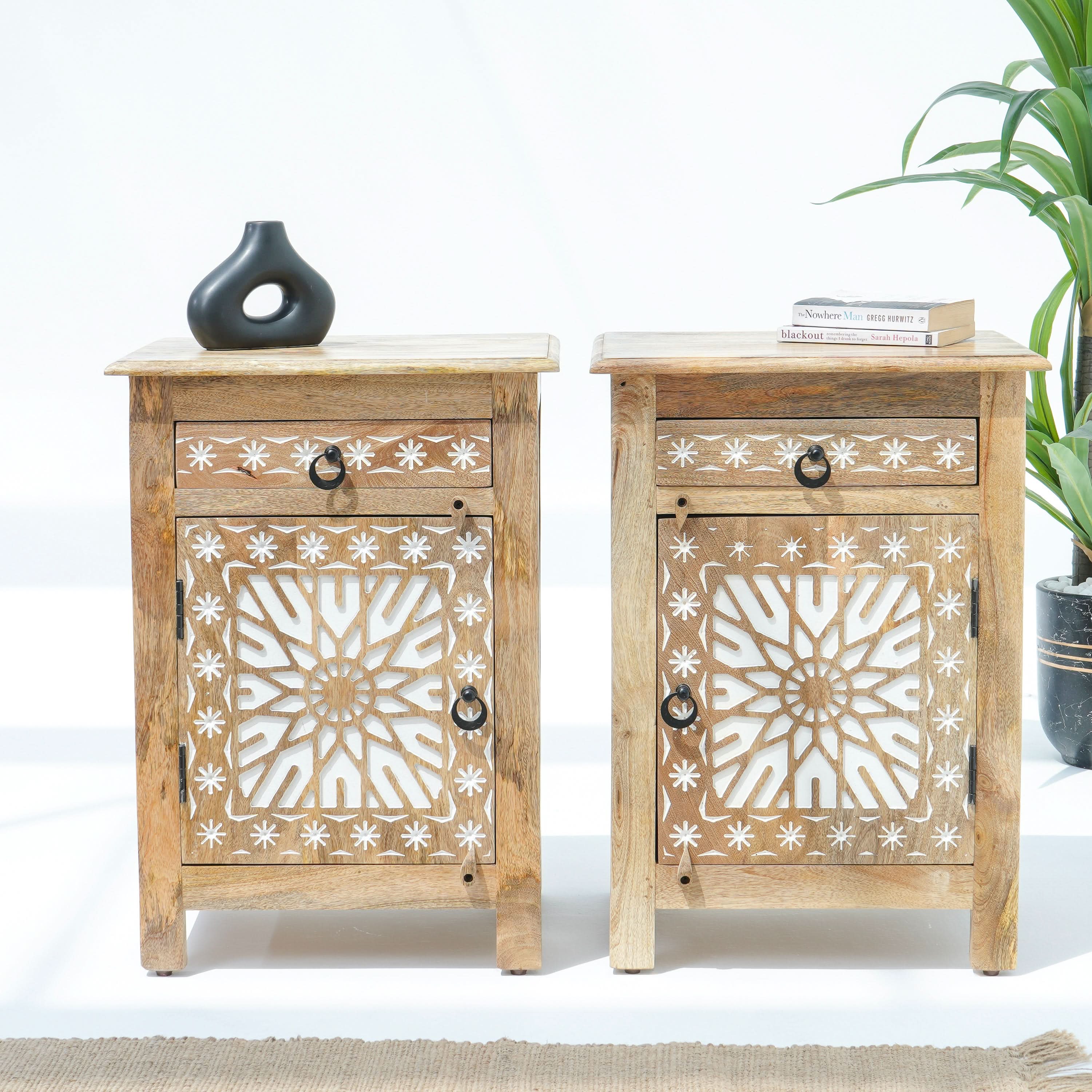 IVORY CNC DESIGN NIGHTSTAND TABLE - Art and craft furniture