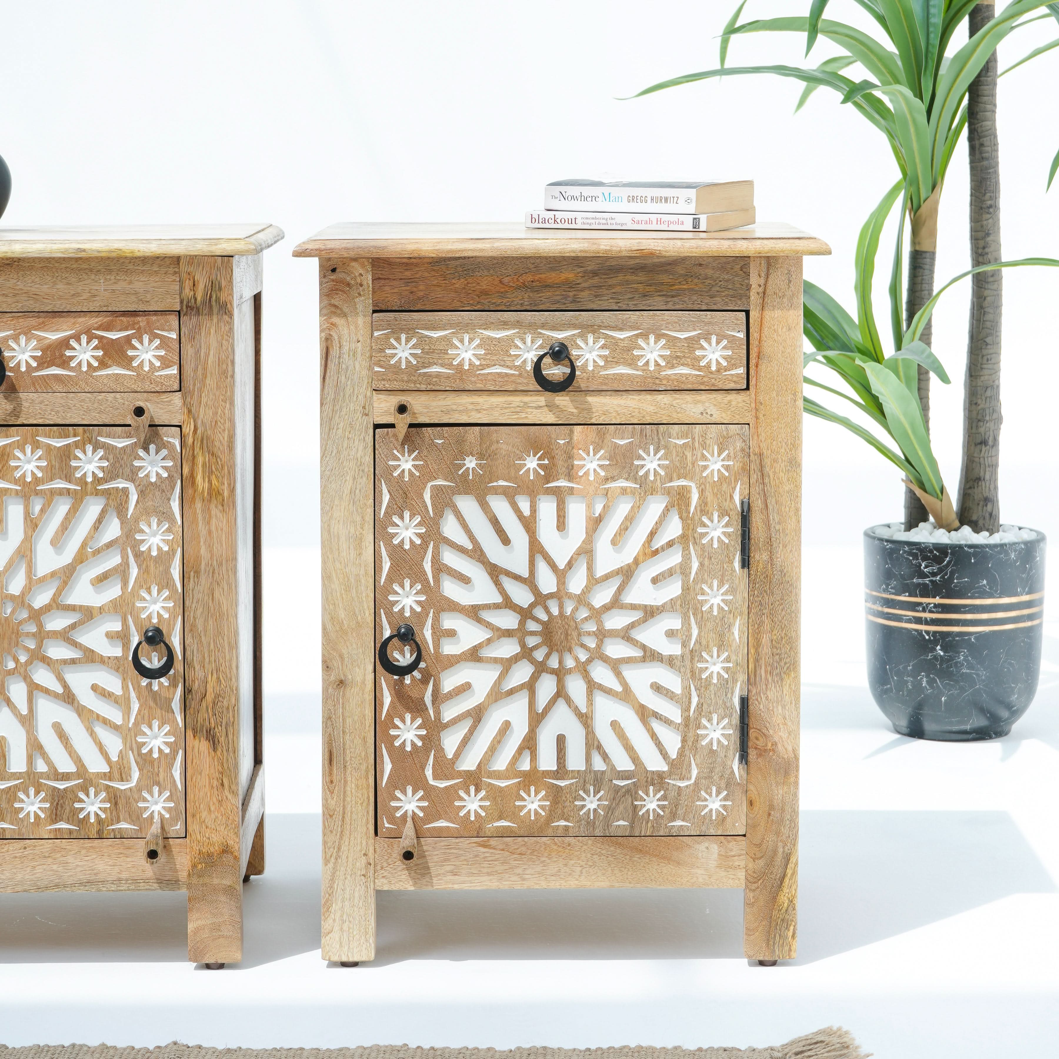 IVORY CNC DESIGN NIGHTSTAND TABLE - Art and craft furniture