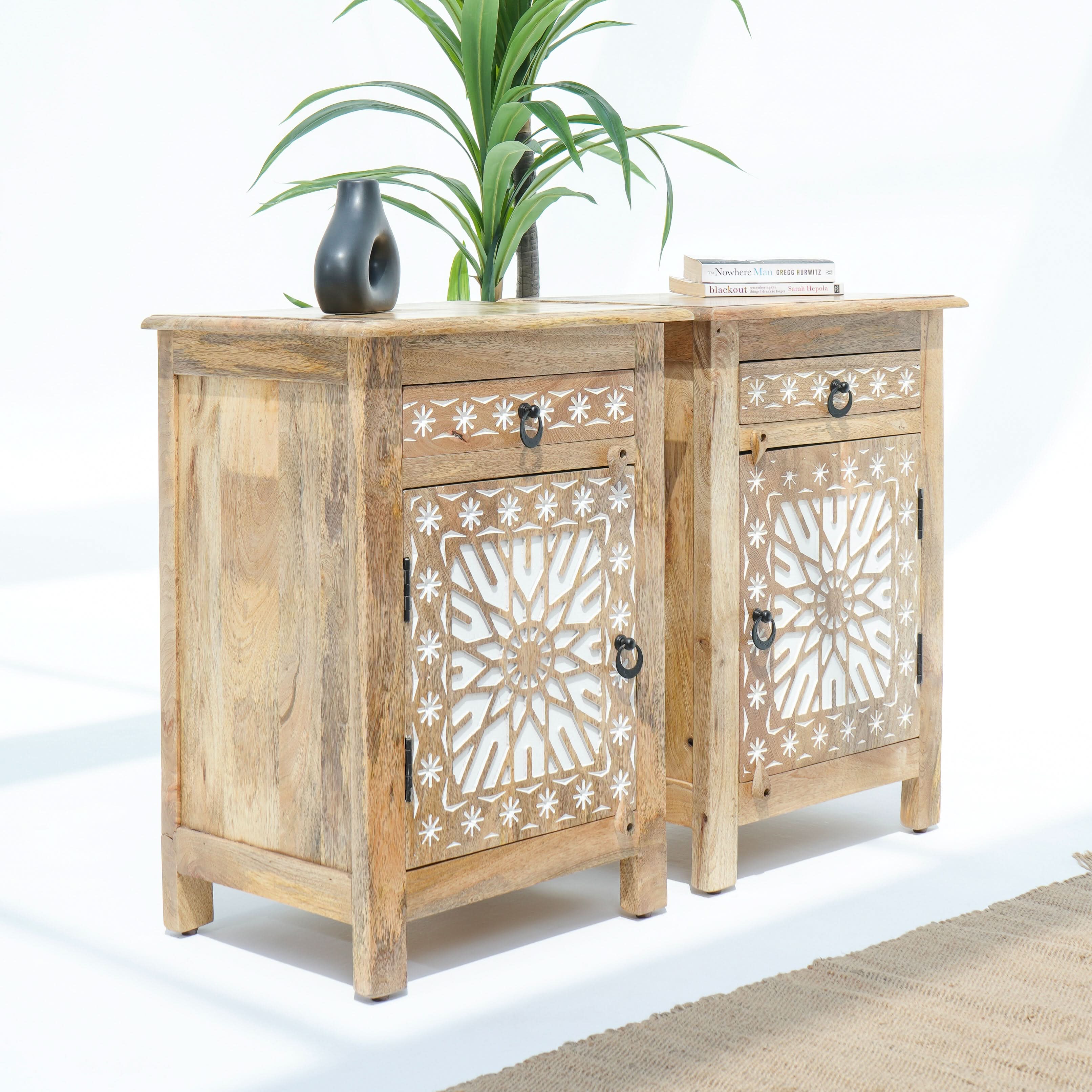 IVORY CNC DESIGN NIGHTSTAND TABLE - Art and craft furniture
