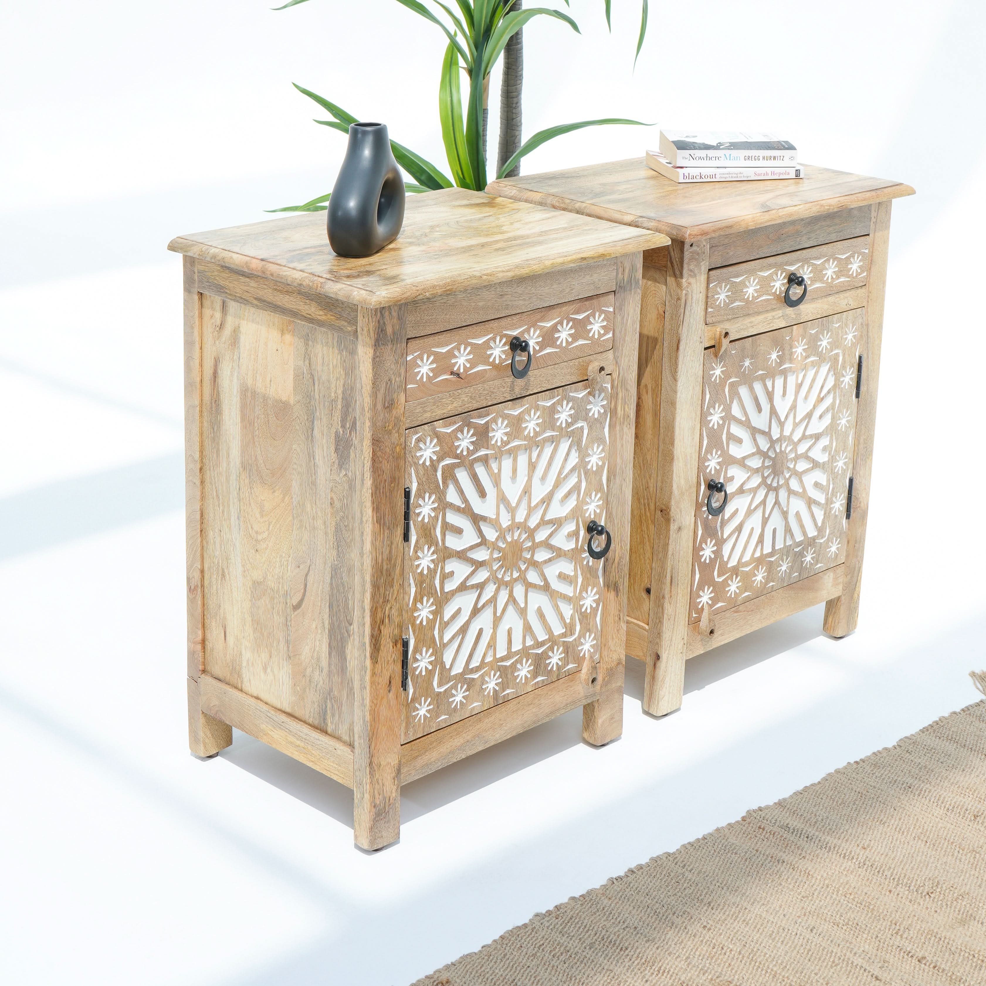 IVORY CNC DESIGN NIGHTSTAND TABLE - Art and craft furniture