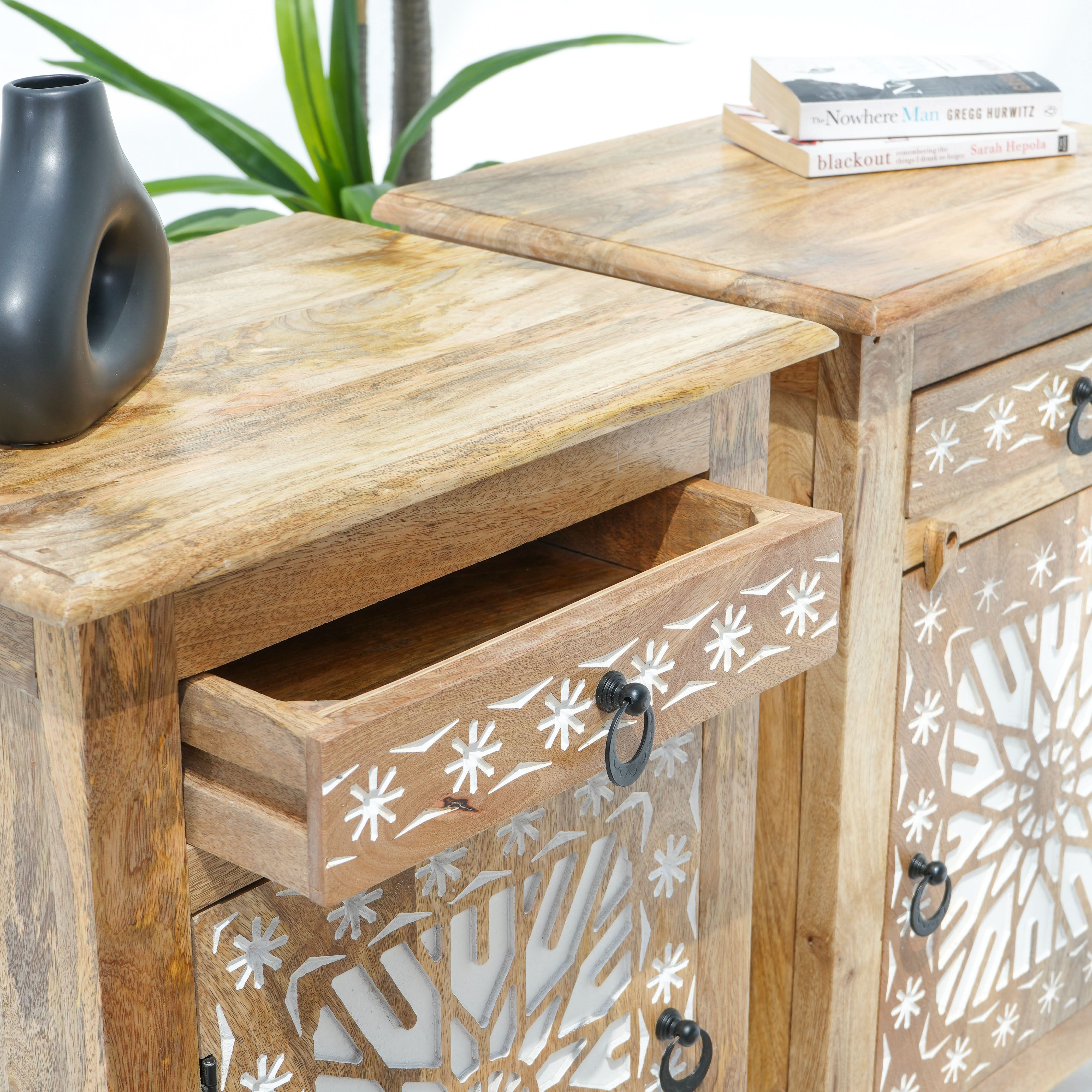 IVORY CNC DESIGN NIGHTSTAND TABLE - Art and craft furniture