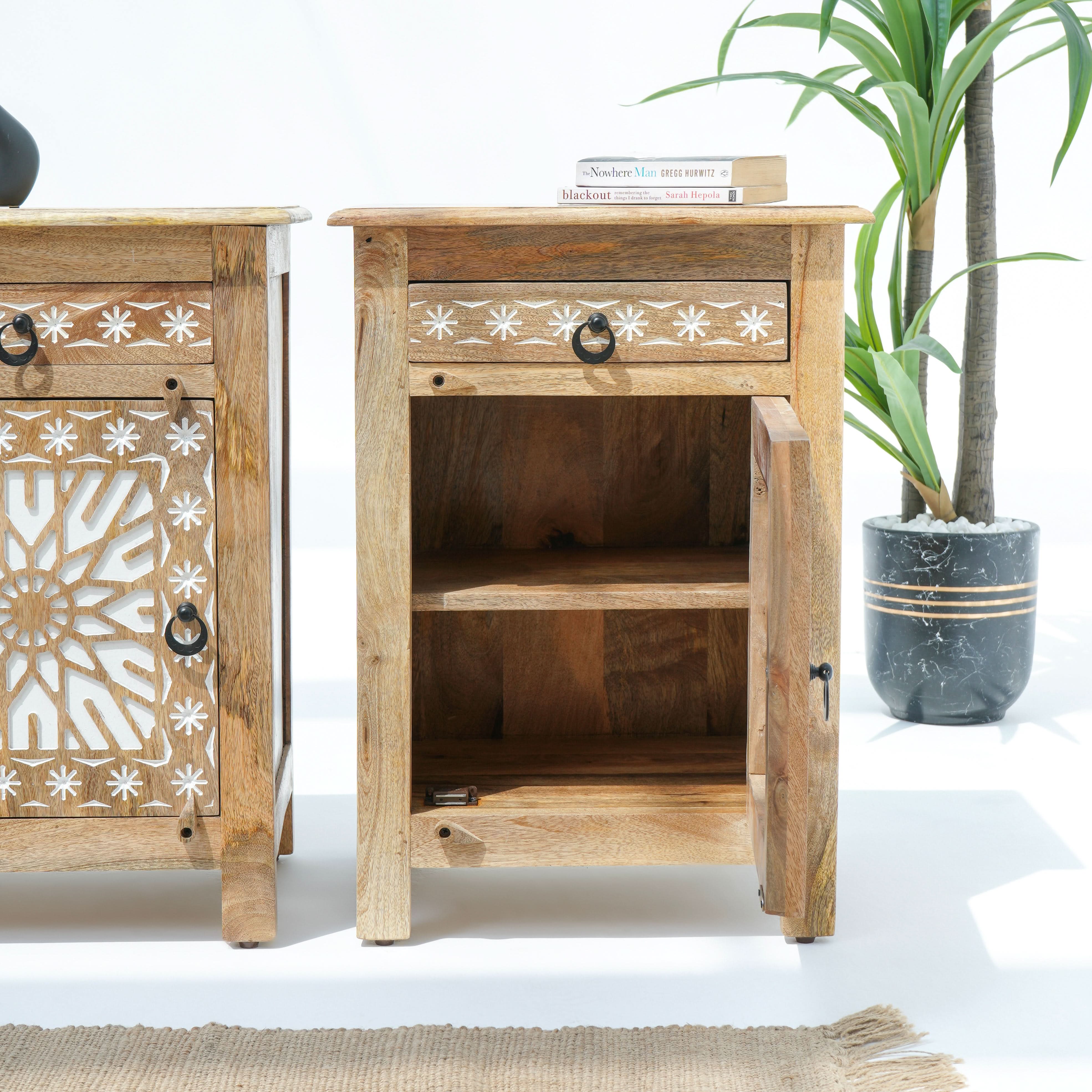 IVORY CNC DESIGN NIGHTSTAND TABLE - Art and craft furniture