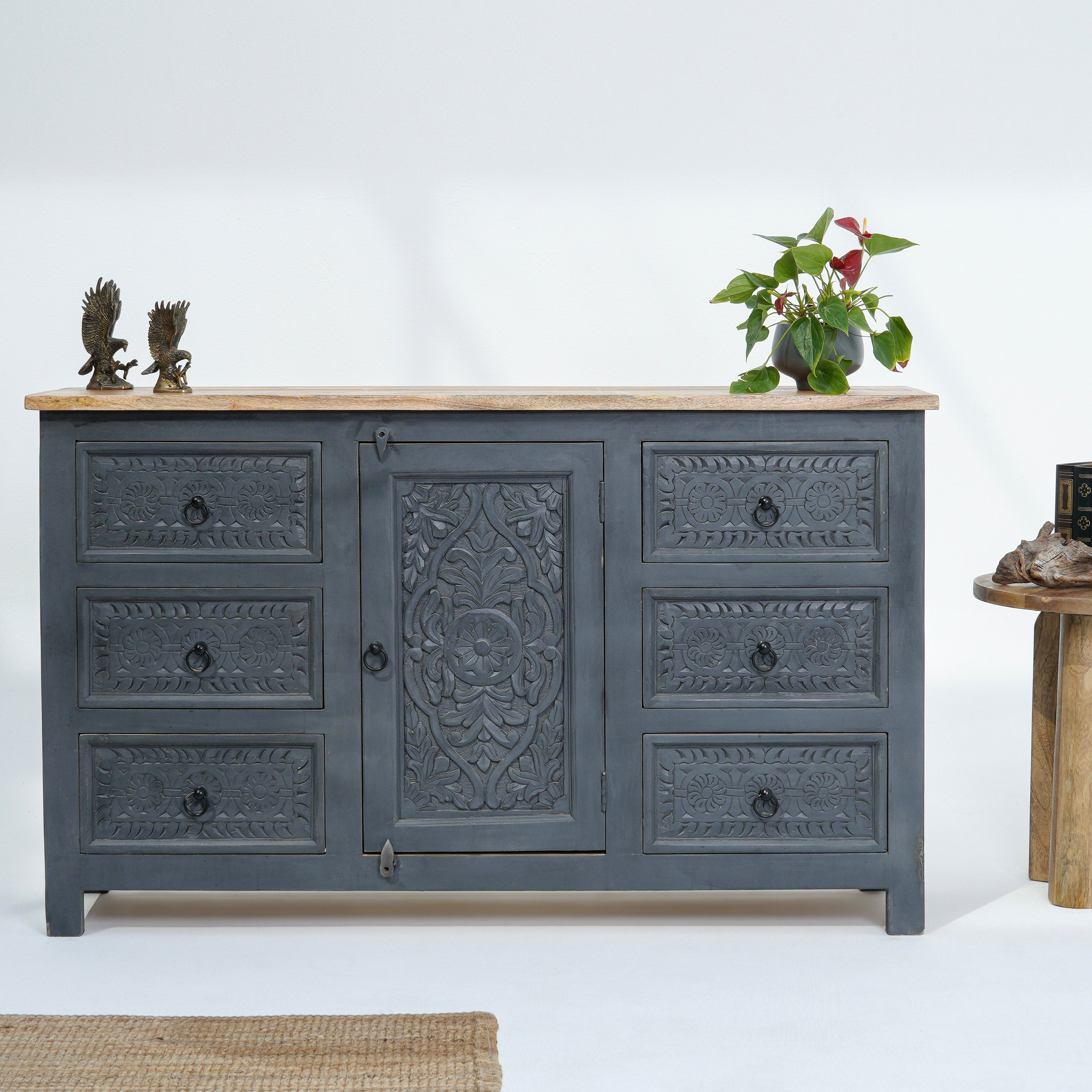 The Greystone six drawer one door side board