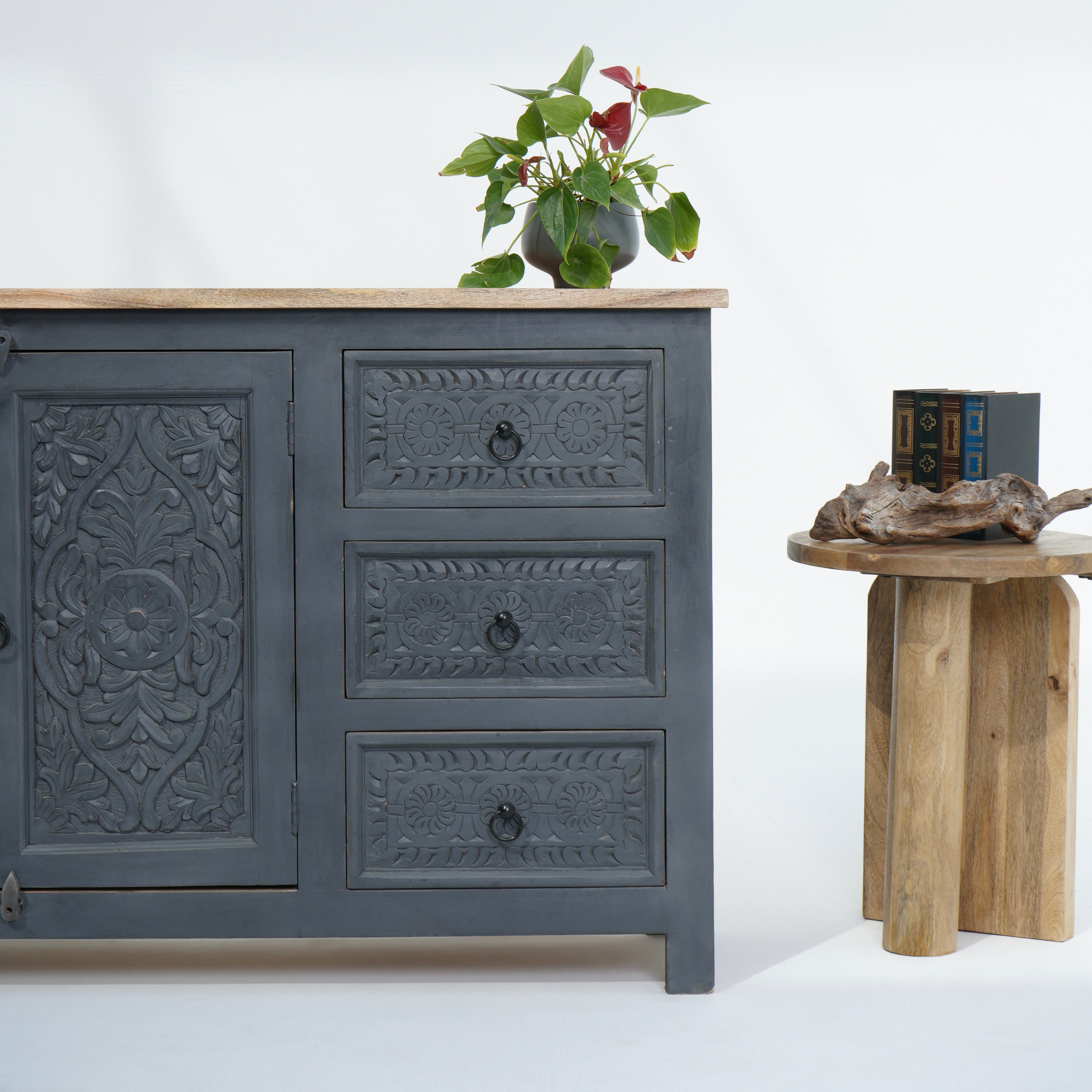 The Greystone six drawer one door side board