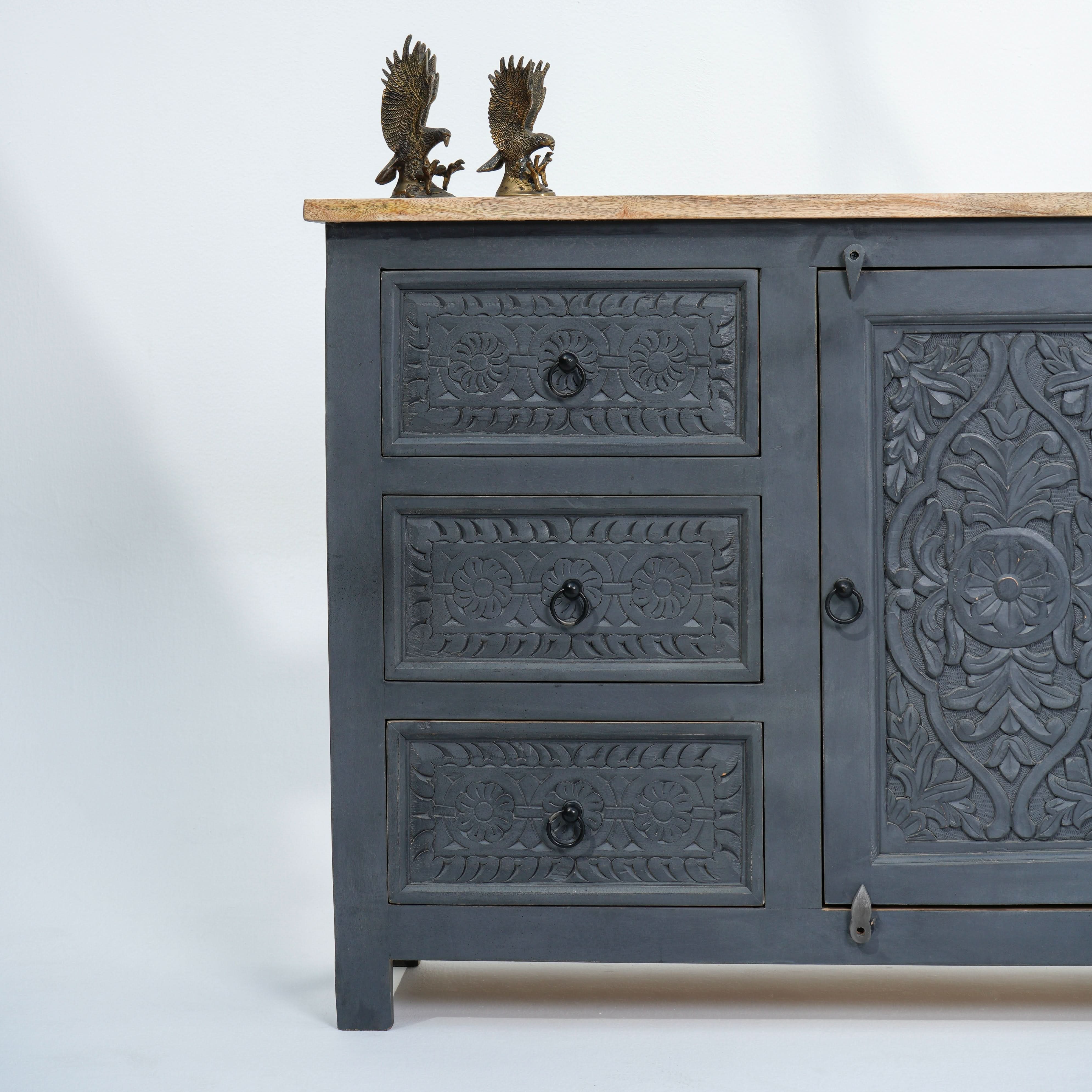 THE GREYSTONE SIX DRAWER ONE DOOR SIDEBOARD - Art and craft furniture
