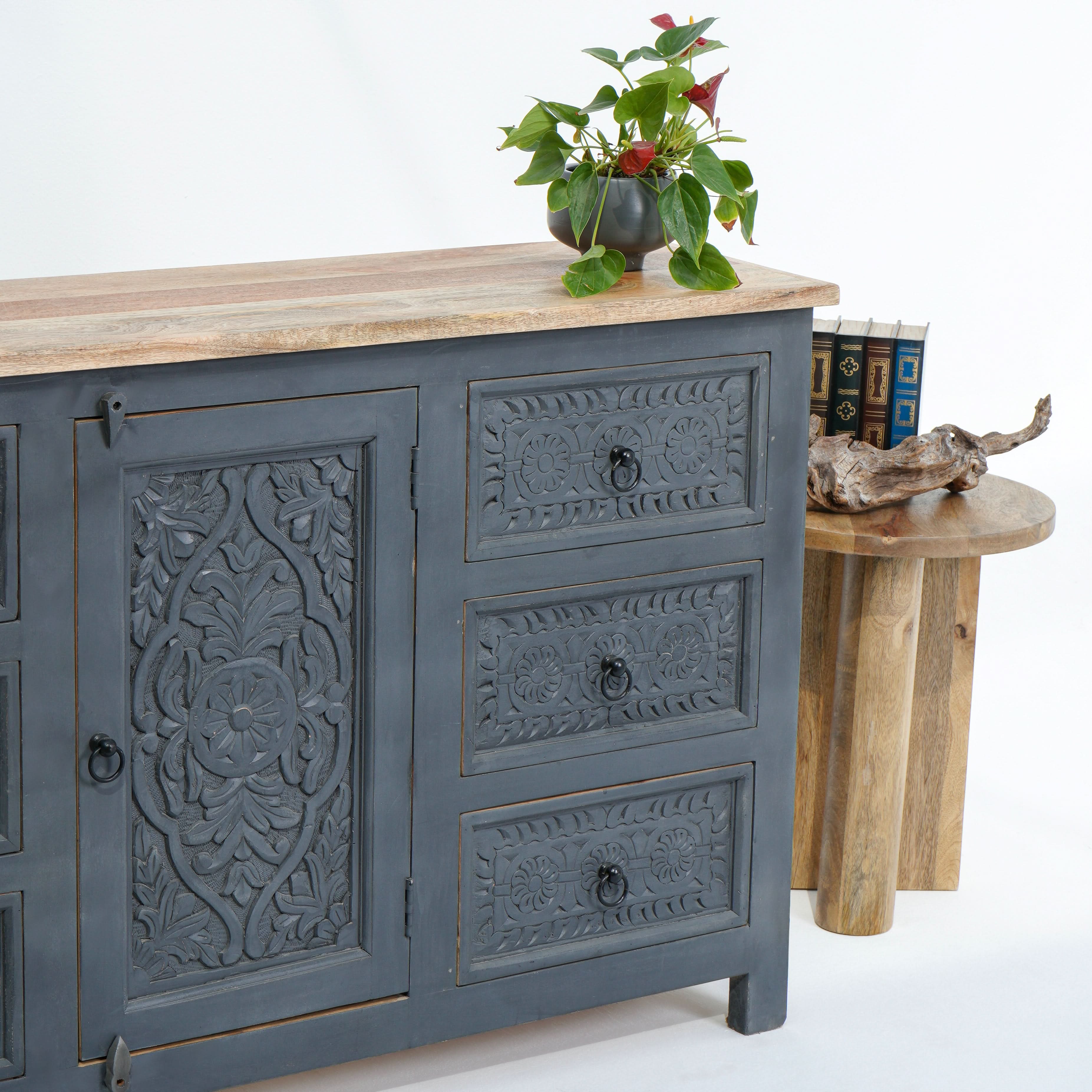 THE GREYSTONE SIX DRAWER ONE DOOR SIDEBOARD - Art and craft furniture