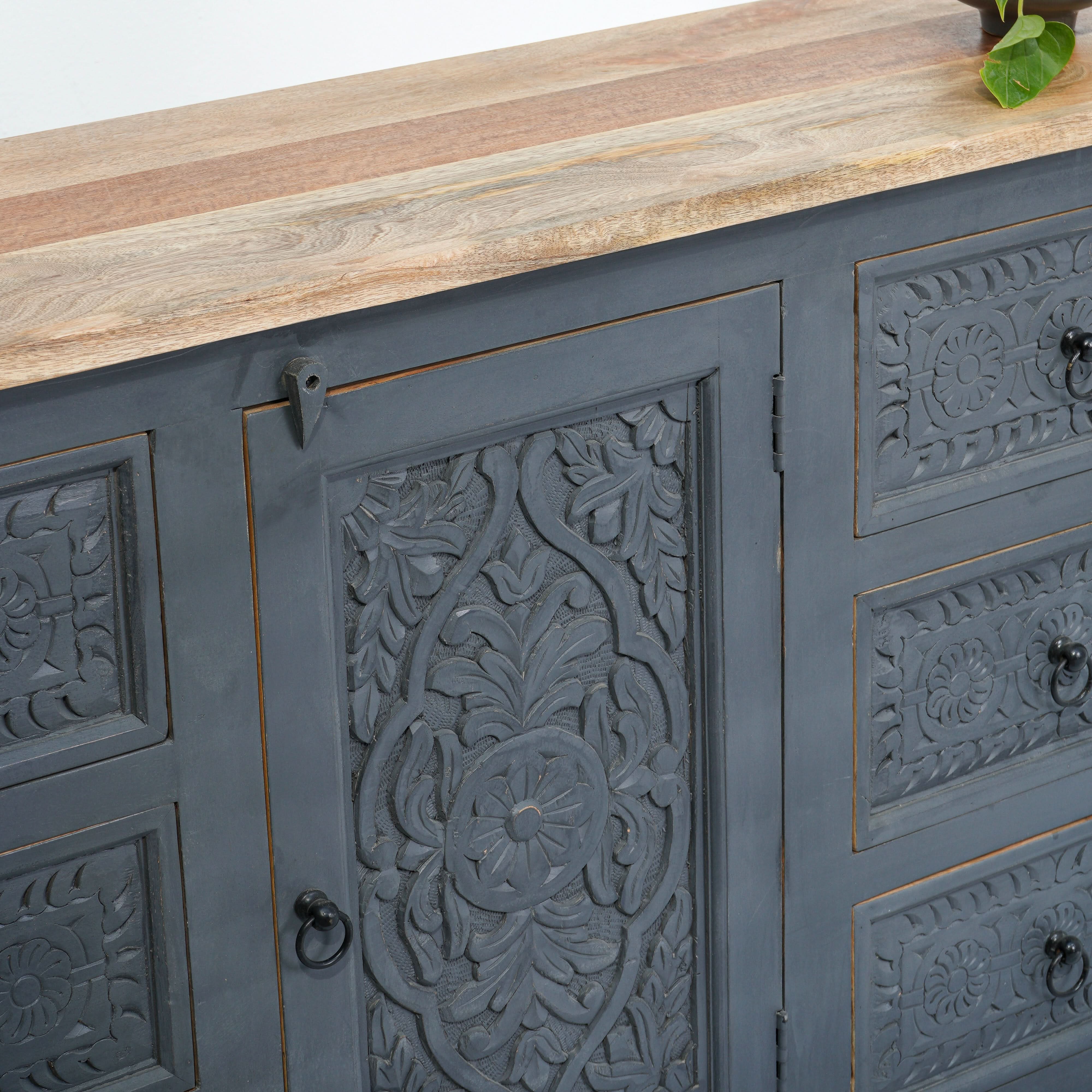 THE GREYSTONE SIX DRAWER ONE DOOR SIDEBOARD - Art and craft furniture