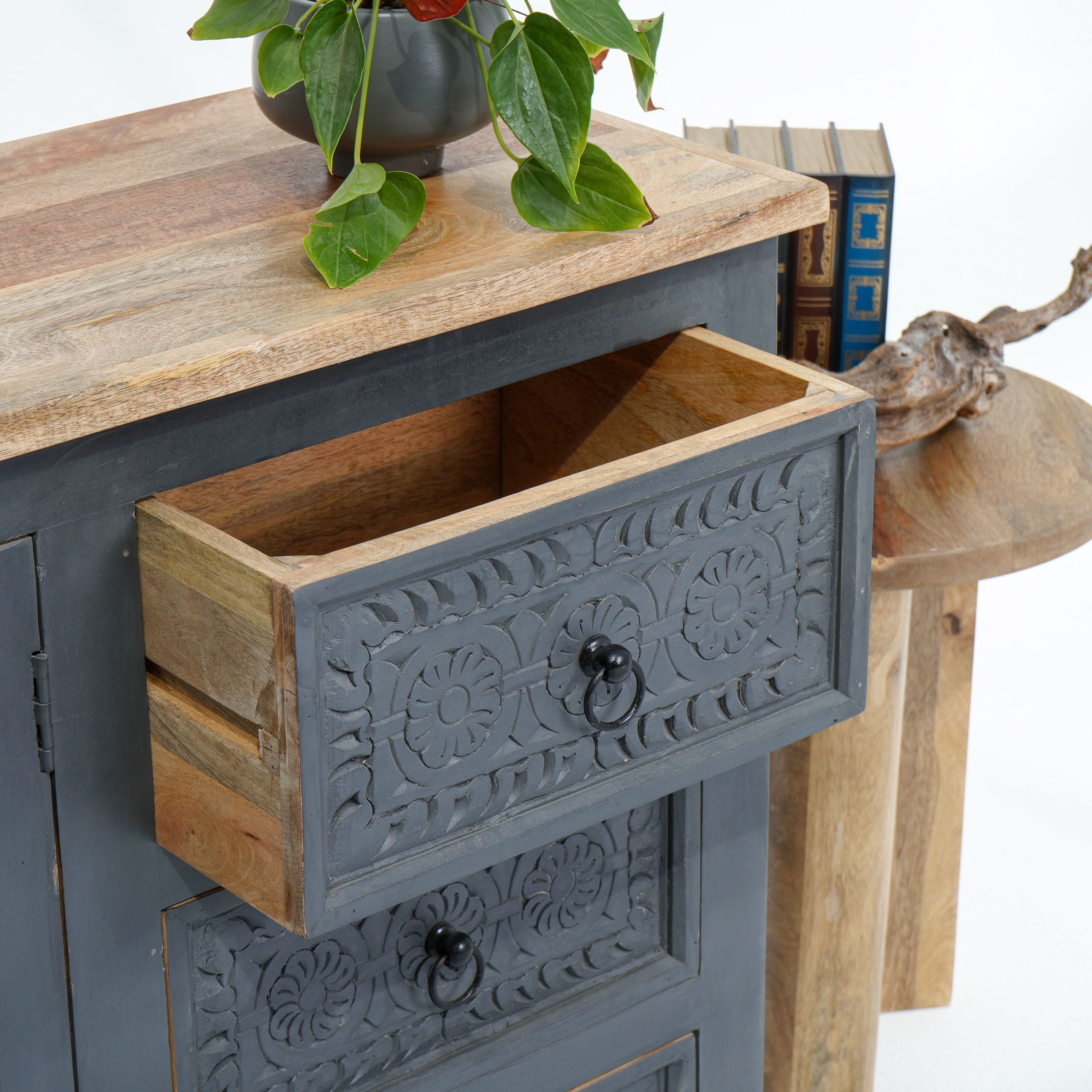 THE GREYSTONE SIX DRAWER ONE DOOR SIDEBOARD - Art and craft furniture