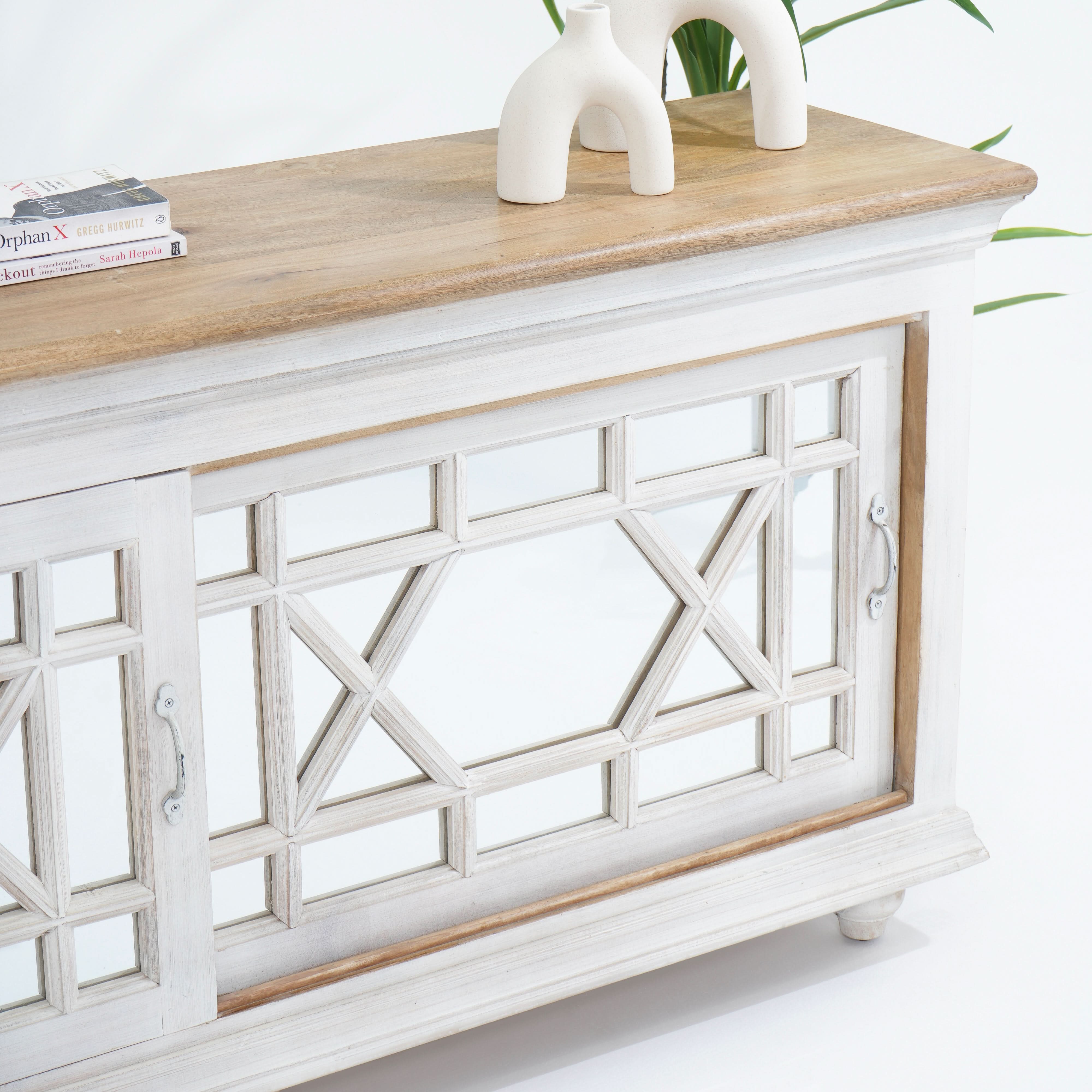 PORTO SLIDING GLASS DOOR TV STAND - Art and craft furniture