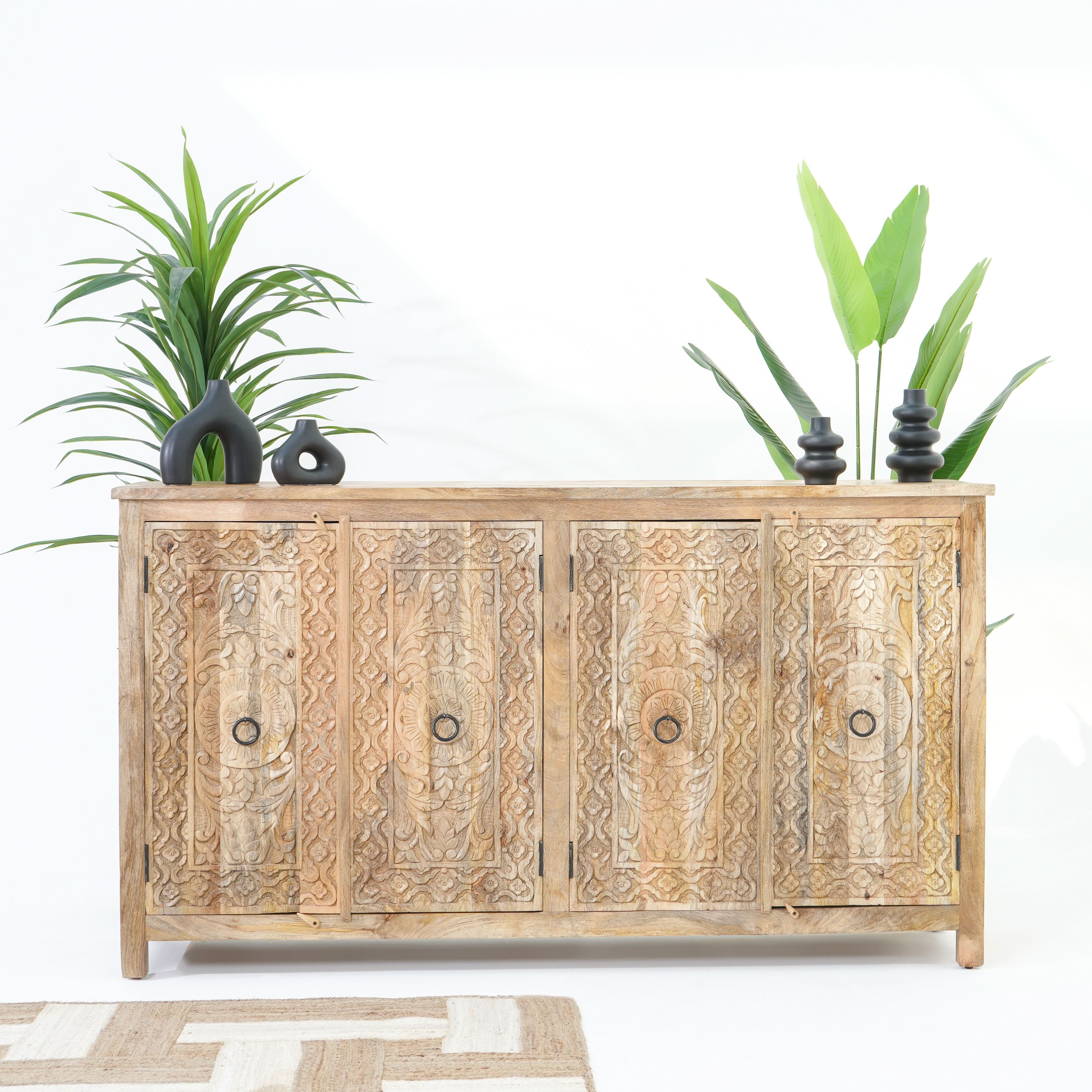 RICHMOND GRACE CARVED FOUR DOOR SIDEBOARD - Art and craft furniture