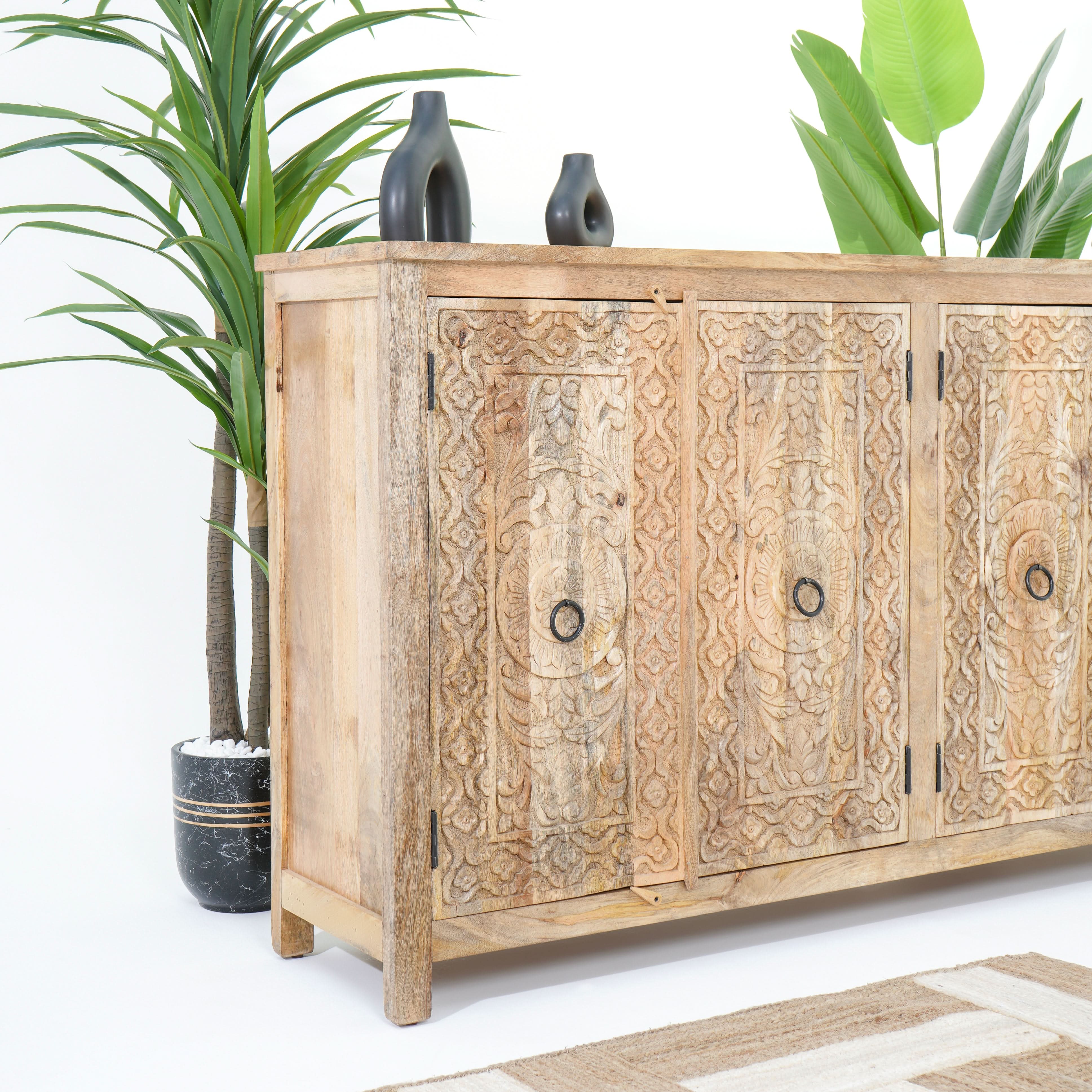 RICHMOND GRACE CARVED FOUR DOOR SIDEBOARD - Art and craft furniture