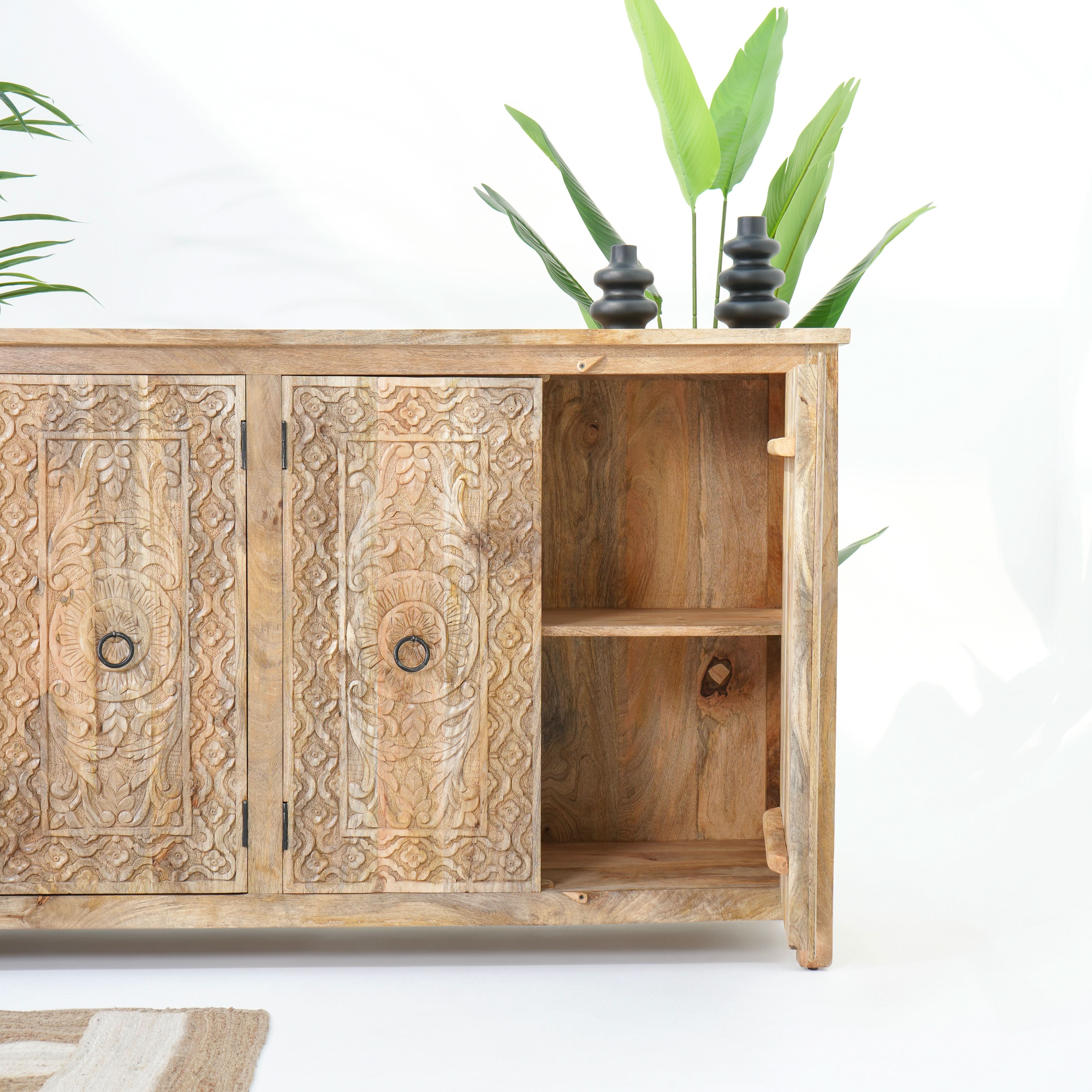 RICHMOND GRACE CARVED FOUR DOOR SIDEBOARD - Art and craft furniture